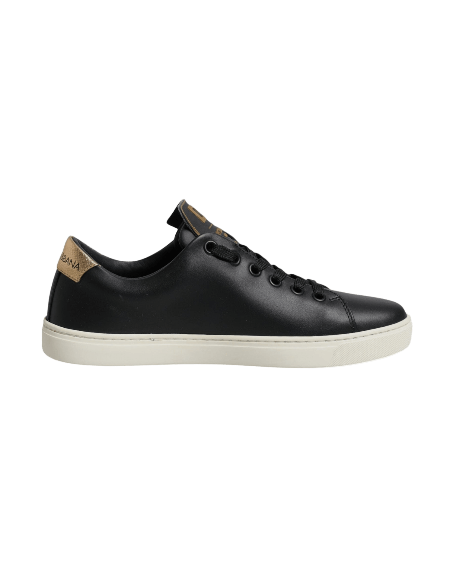 Dolce & Gabbana Black Leather Gold Red Heart Sneakers Shoes Glam Steals