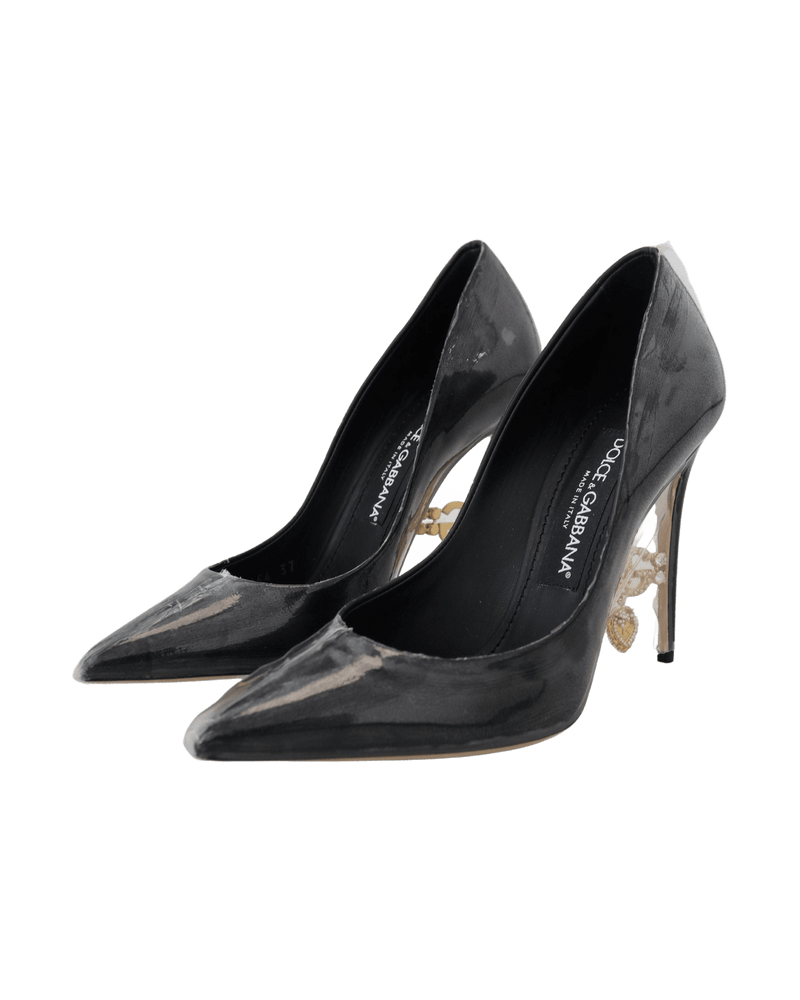 Dolce & Gabbana Black Leather Heels Glam Steals