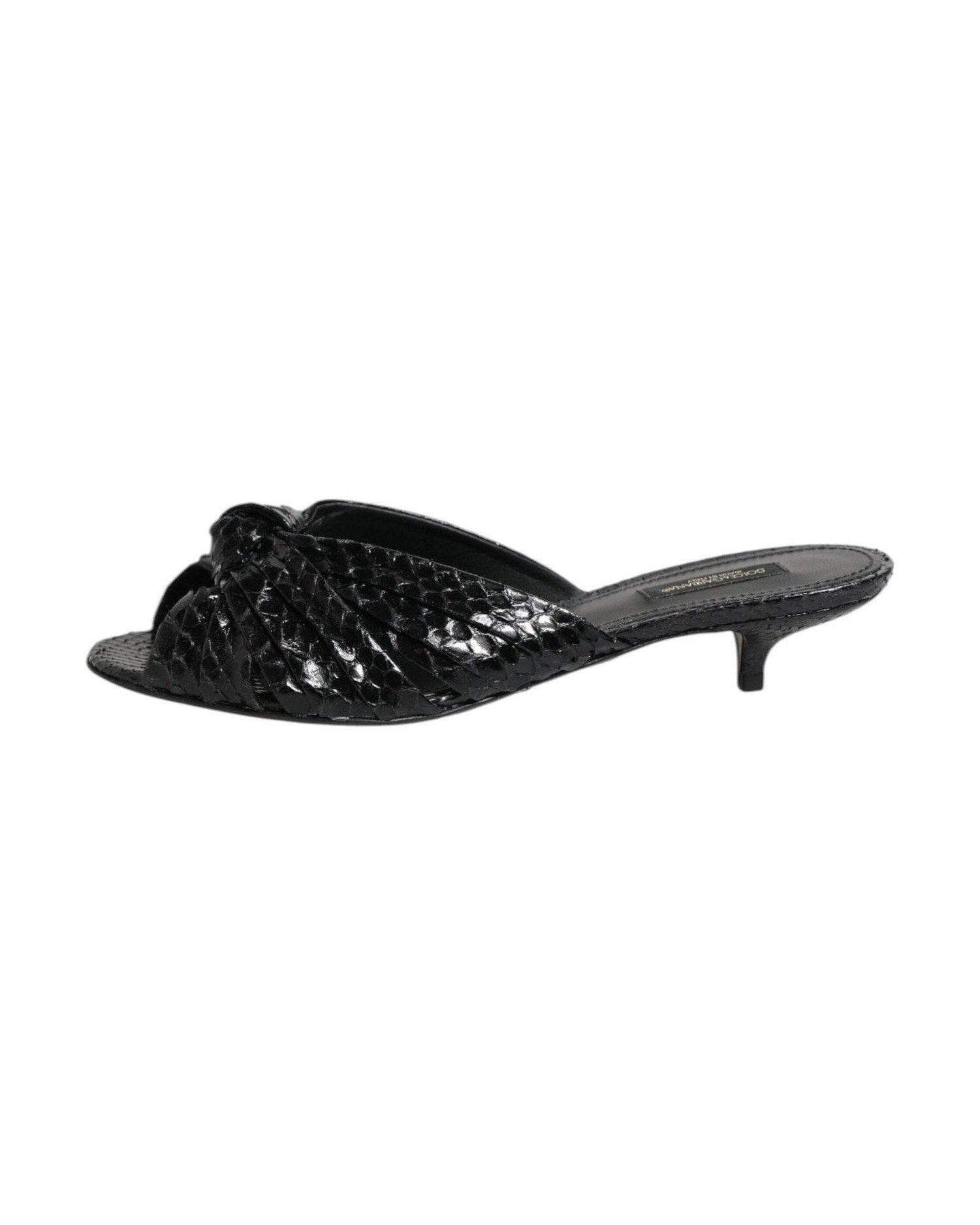 Dolce & Gabbana Black Leather Heels Slides Sandals Shoes Heels