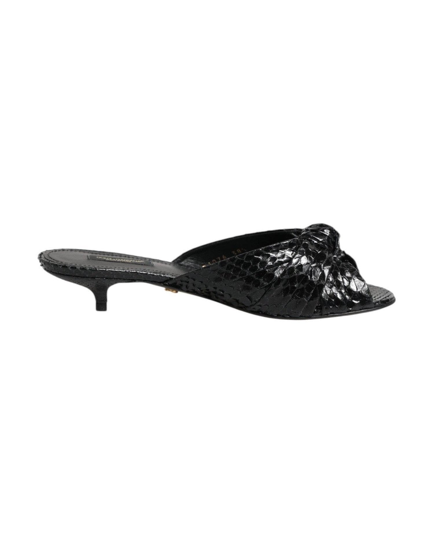 Dolce & Gabbana Black Leather Heels Slides Sandals Shoes Heels