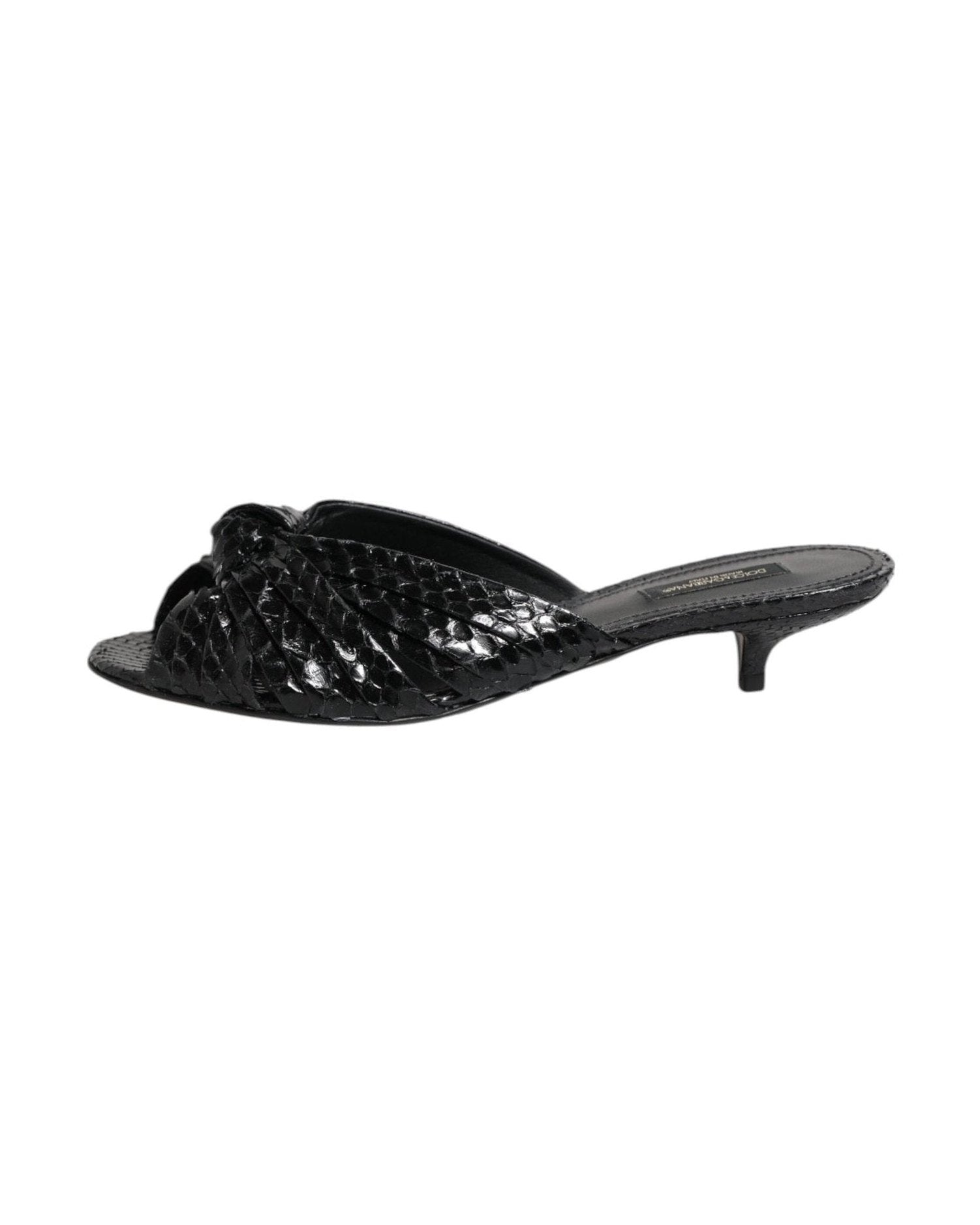 Dolce & Gabbana Black Leather Heels Slides Sandals Shoes Sandals