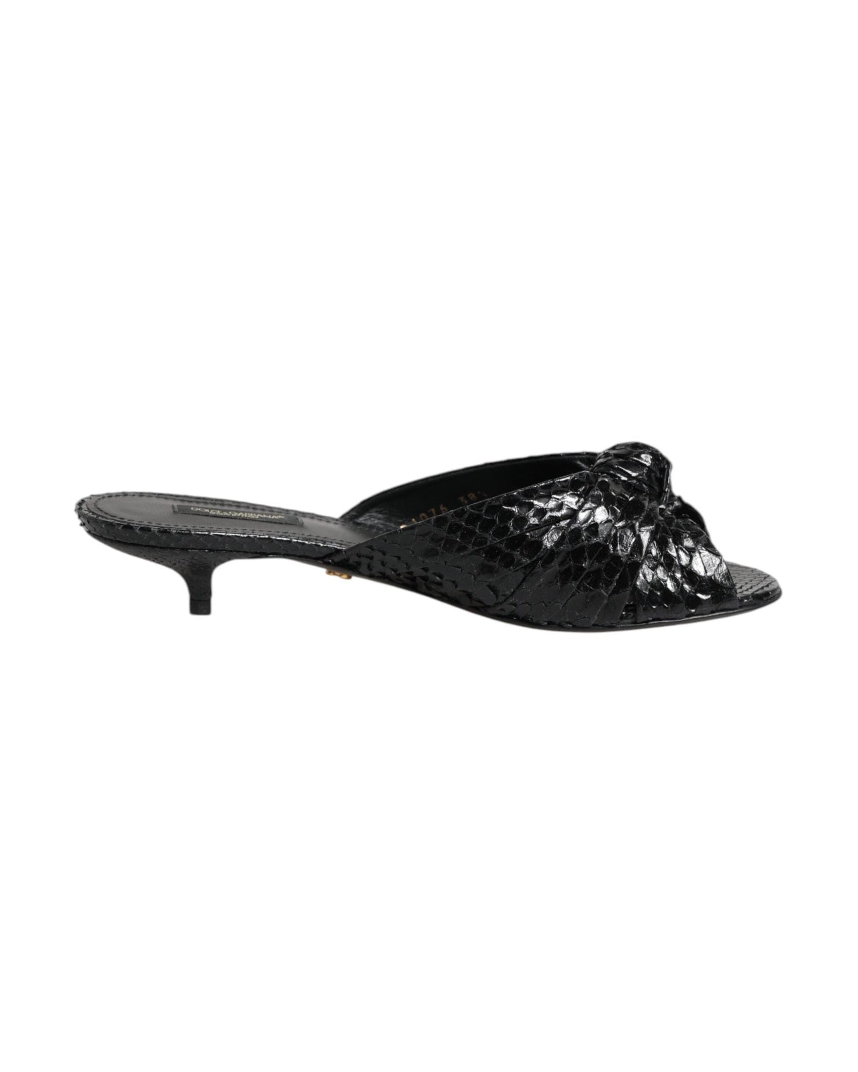 Dolce & Gabbana Black Leather Heels Slides Sandals Shoes Glam Steals
