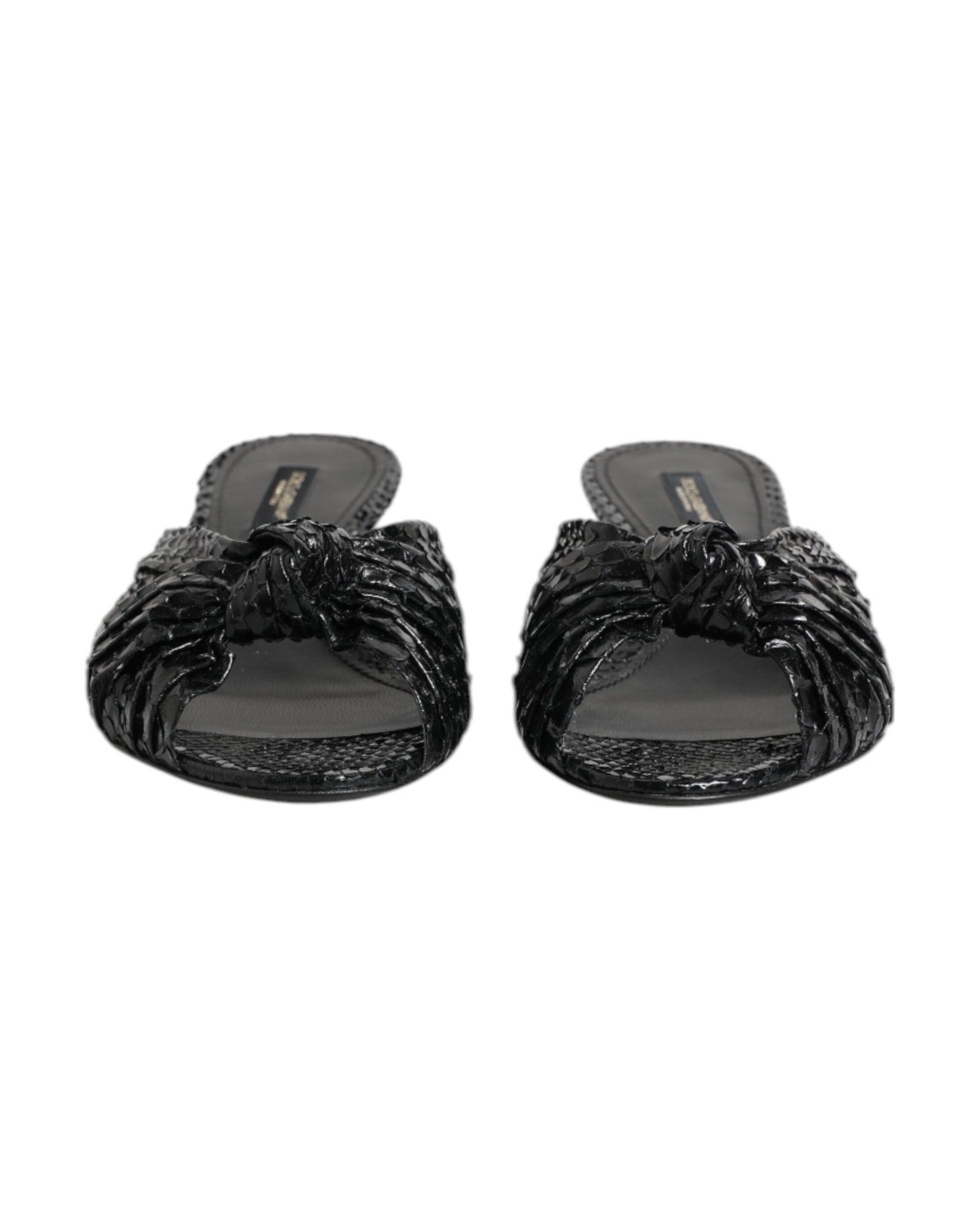 Dolce & Gabbana Black Leather Heels Slides Sandals Shoes Glam Steals