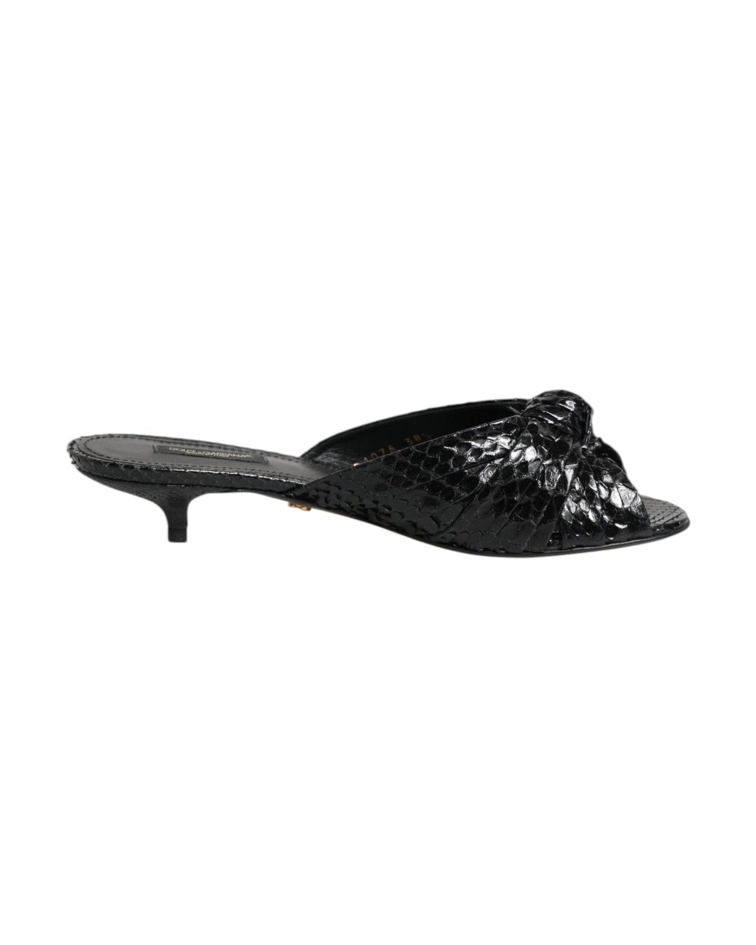 Dolce & Gabbana Black Leather Heels Slides Sandals Shoes Glam Steals