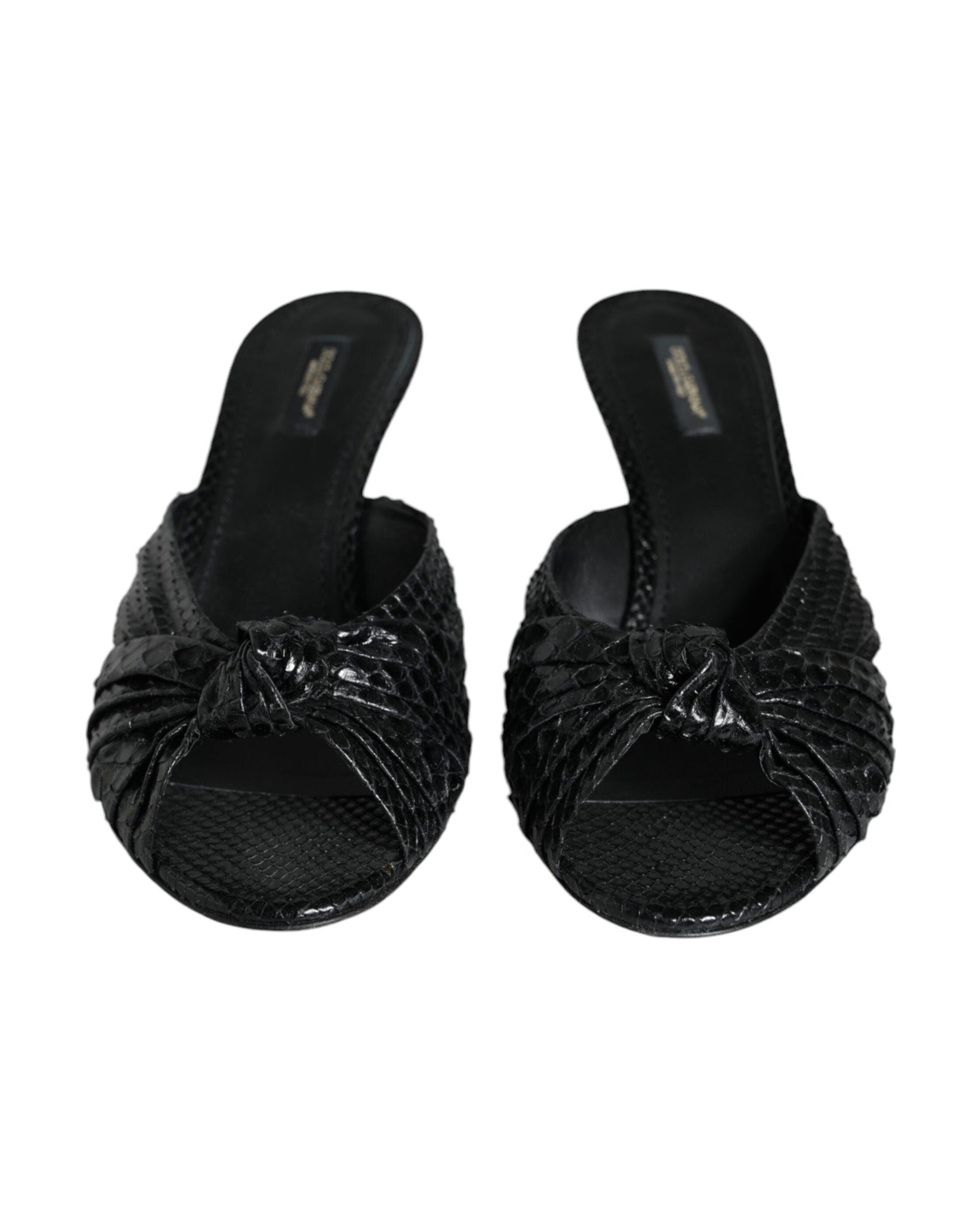 Dolce & Gabbana Black Leather Heels Slides Sandals Shoes Glam Steals