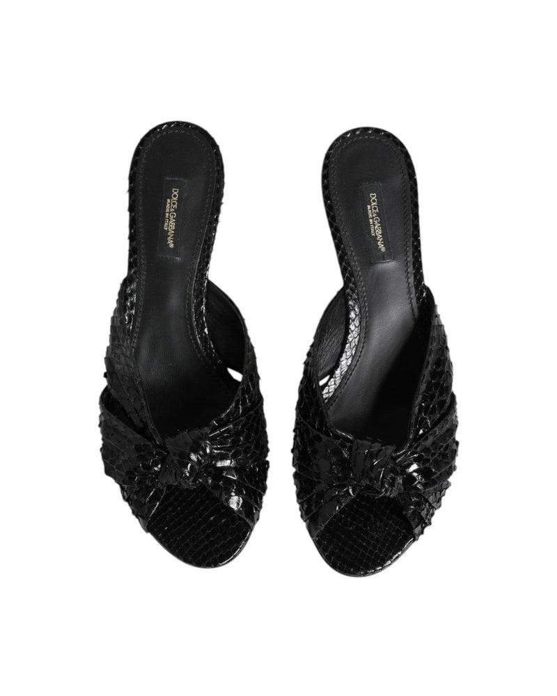 Dolce & Gabbana Black Leather Heels Slides Sandals Shoes Glam Steals