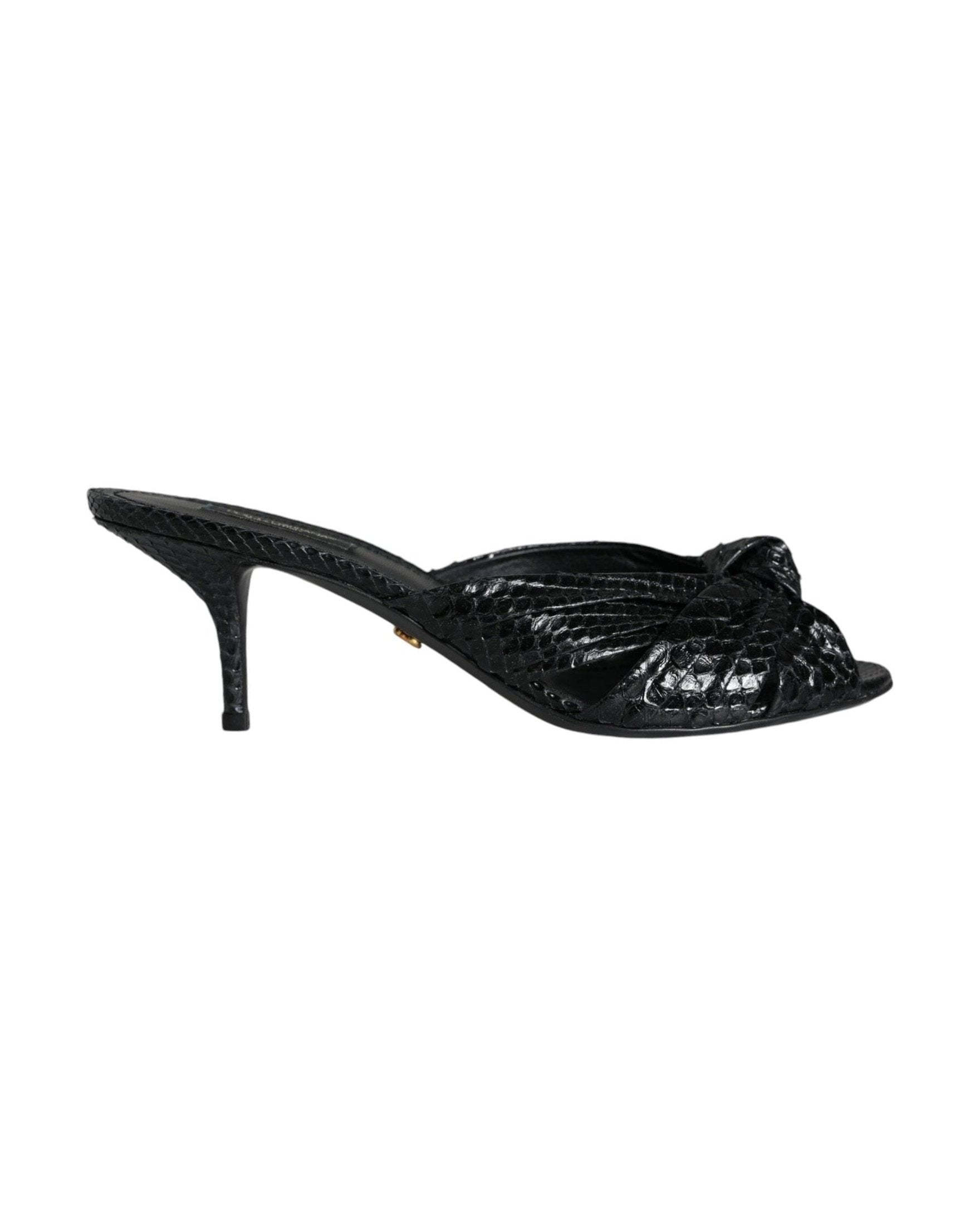 Dolce & Gabbana Black Leather Heels Slides Sandals Shoes Glam Steals