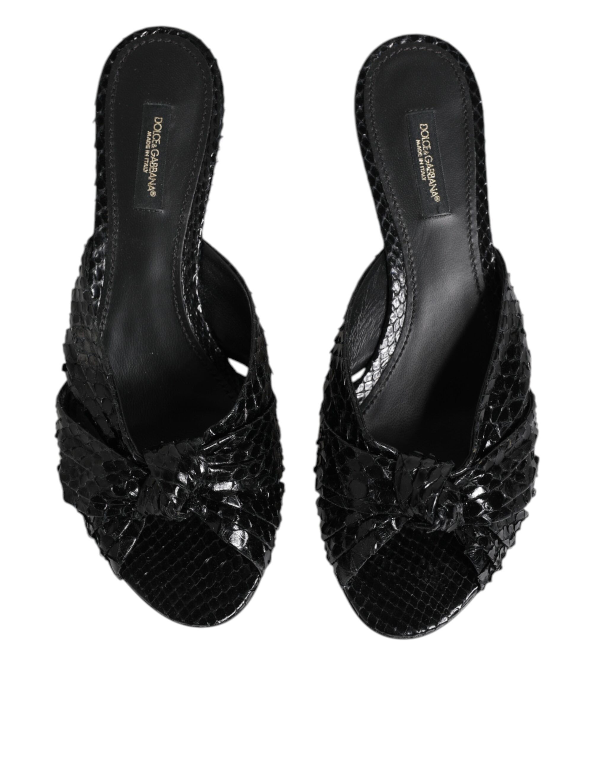 Dolce & Gabbana Black Leather Heels Slides Sandals Shoes Glam Steals