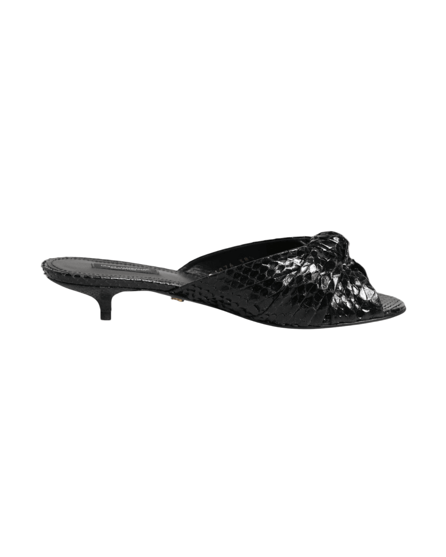 Dolce & Gabbana Black Leather Heels Slides Sandals Shoes Heels