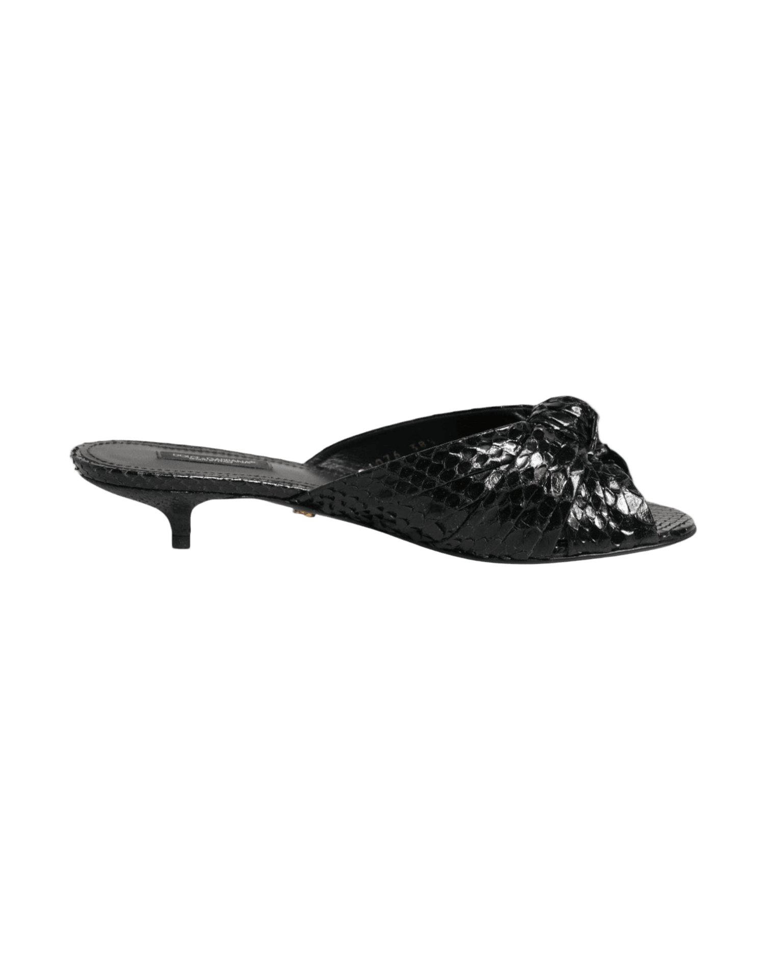 Dolce & Gabbana Black Leather Heels Slides Sandals Shoes Glam Steals