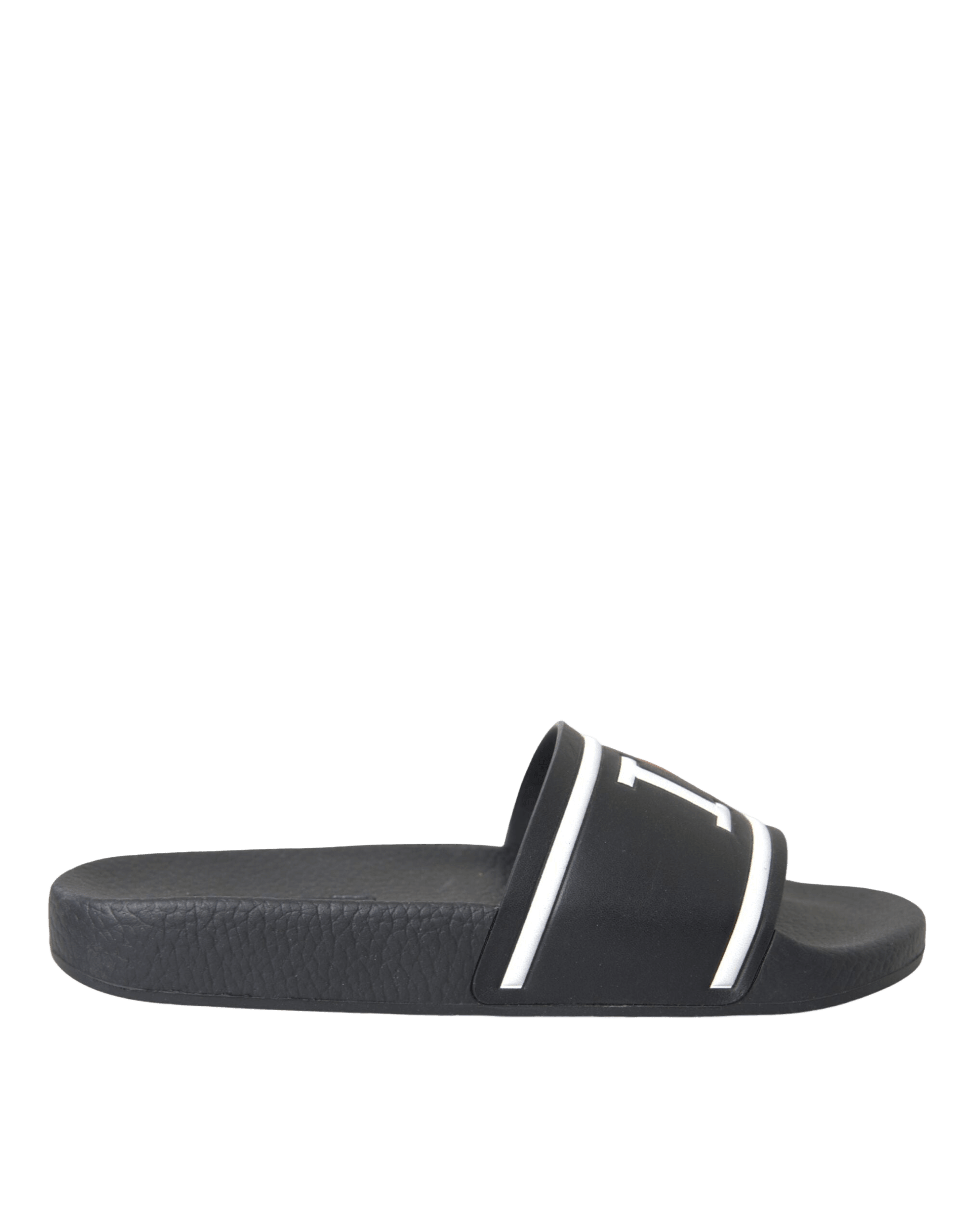 Dolce & Gabbana Black Leather I Love D&G Sandals Slides Shoes Glam Steals