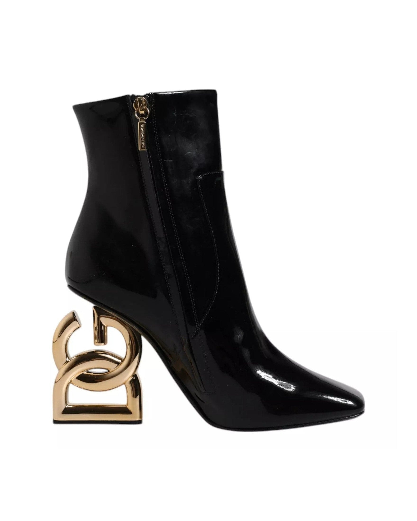 Dolce & Gabbana Black Leather Jackie Mid Calf Boots Shoes Glam Steals