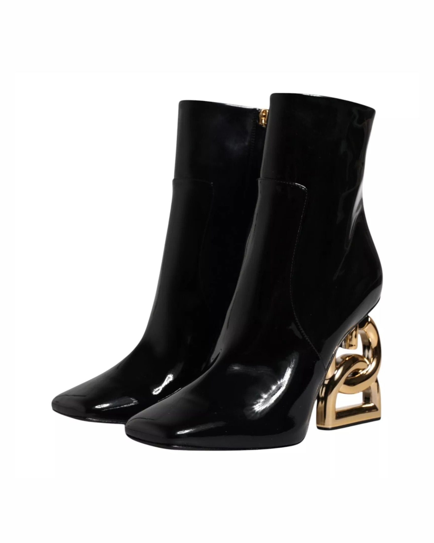 Dolce & Gabbana Black Leather Jackie Mid Calf Boots Shoes Glam Steals