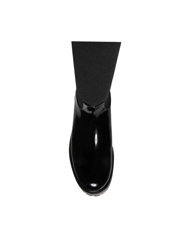 Dolce & Gabbana Black Leather Jersey Knee High Boots Shoes Boots