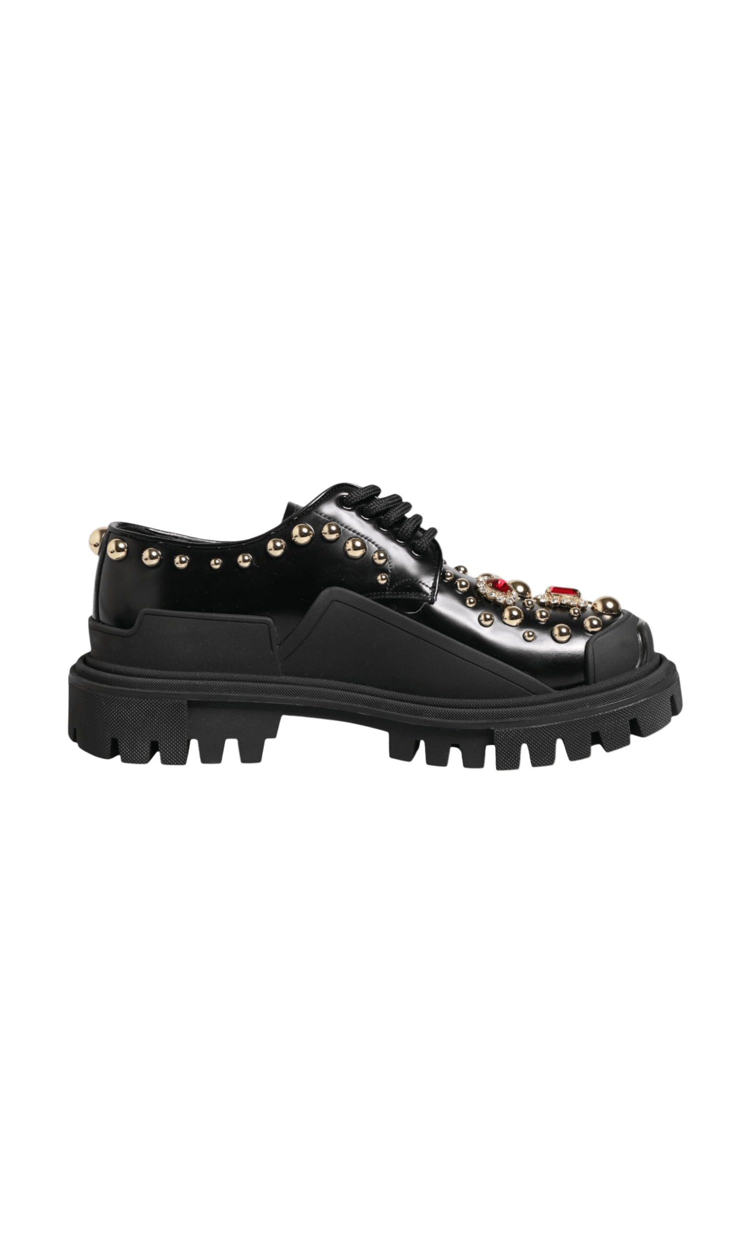 Dolce & Gabbana Black Leather Jeweled Crystals Derby Shoes Glam Steals