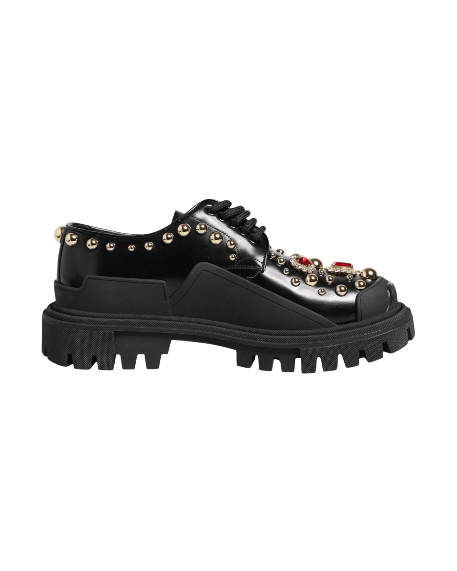 Dolce & Gabbana Black Leather Jeweled Crystals Derby Shoes Glam Steals