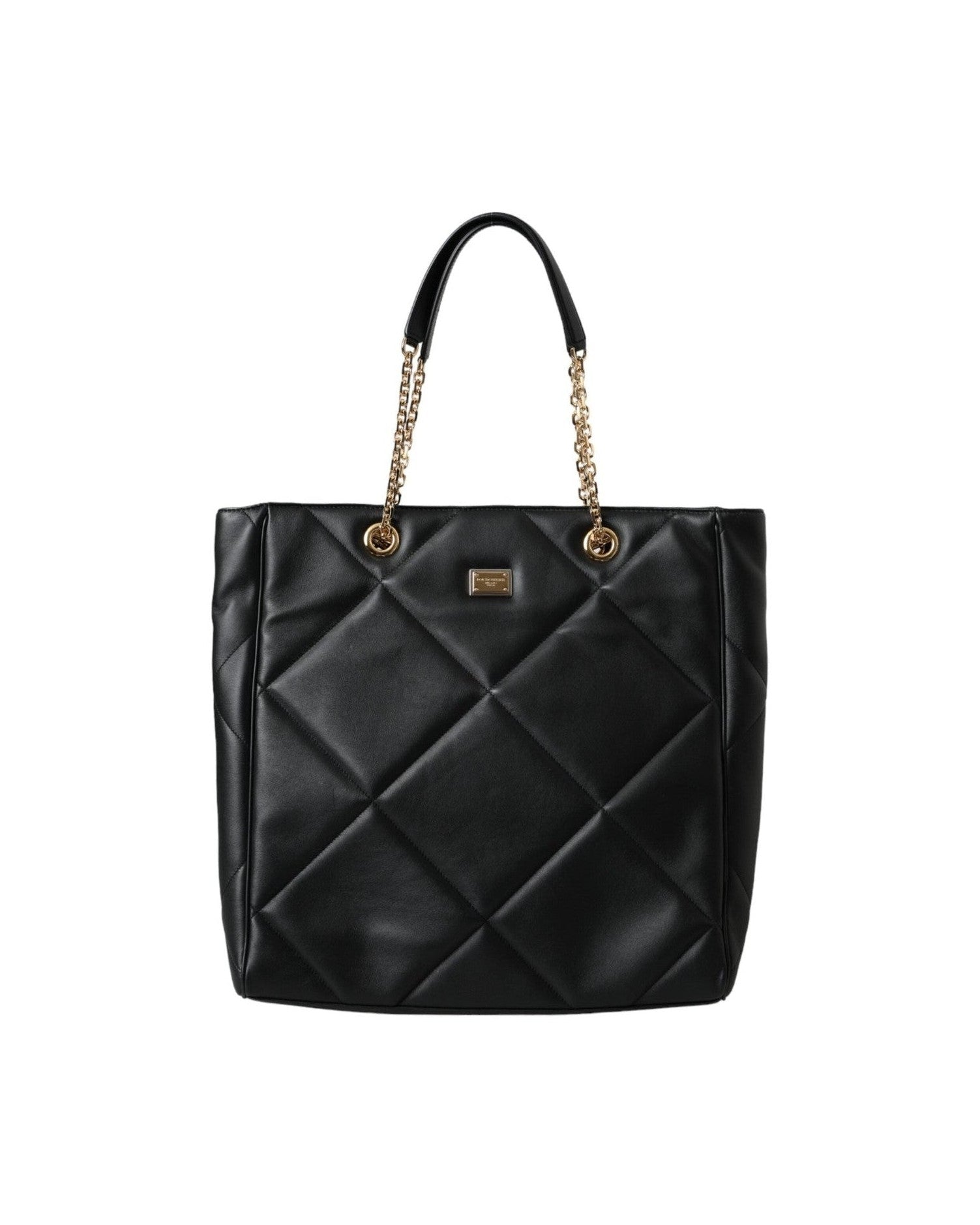 Dolce & Gabbana Leather Jungle Quilted Shopping Tote Black Bag Glam Steals