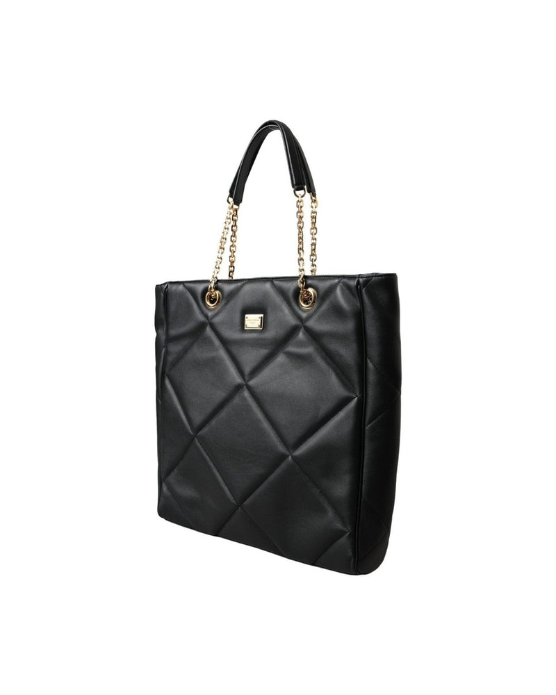 Dolce & Gabbana Leather Jungle Quilted Shopping Tote Black Bag Glam Steals