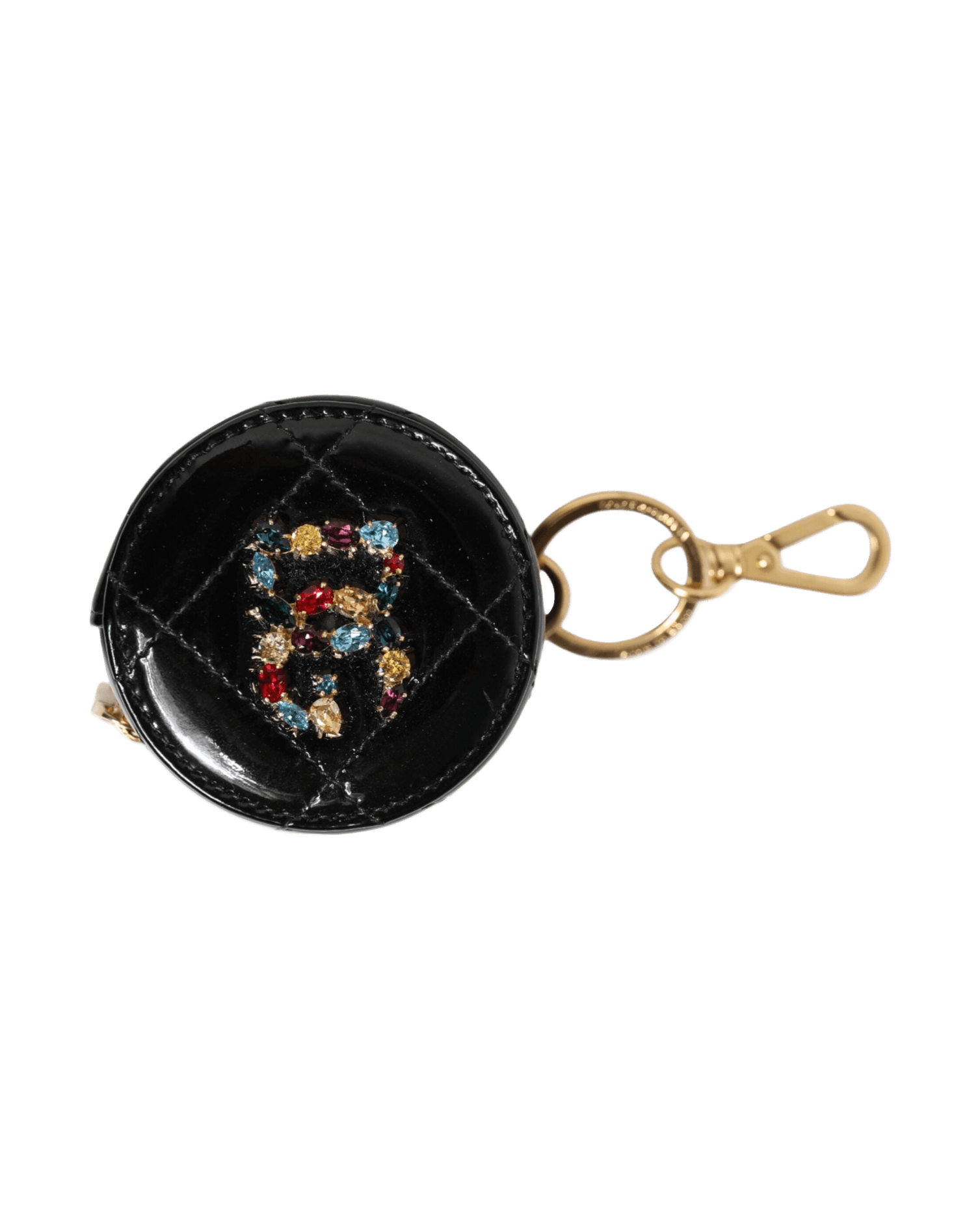 Dolce & Gabbana Black Leather Lamb Dg Crystal Logo Round Coin Purse Wallet Glam Steals