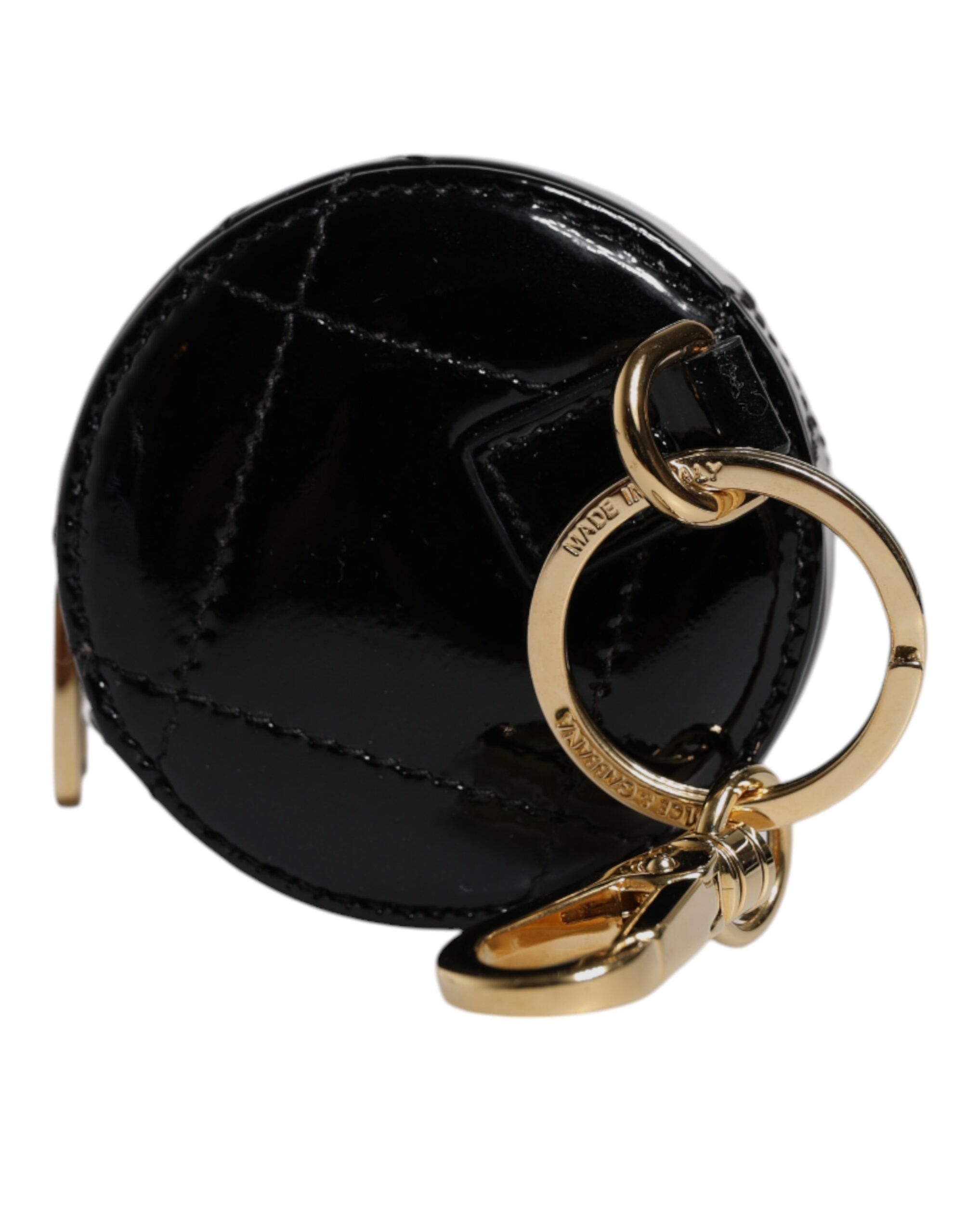 Dolce & Gabbana Black Leather Lamb Dg Crystal Round Coin Purse Wallet Glam Steals