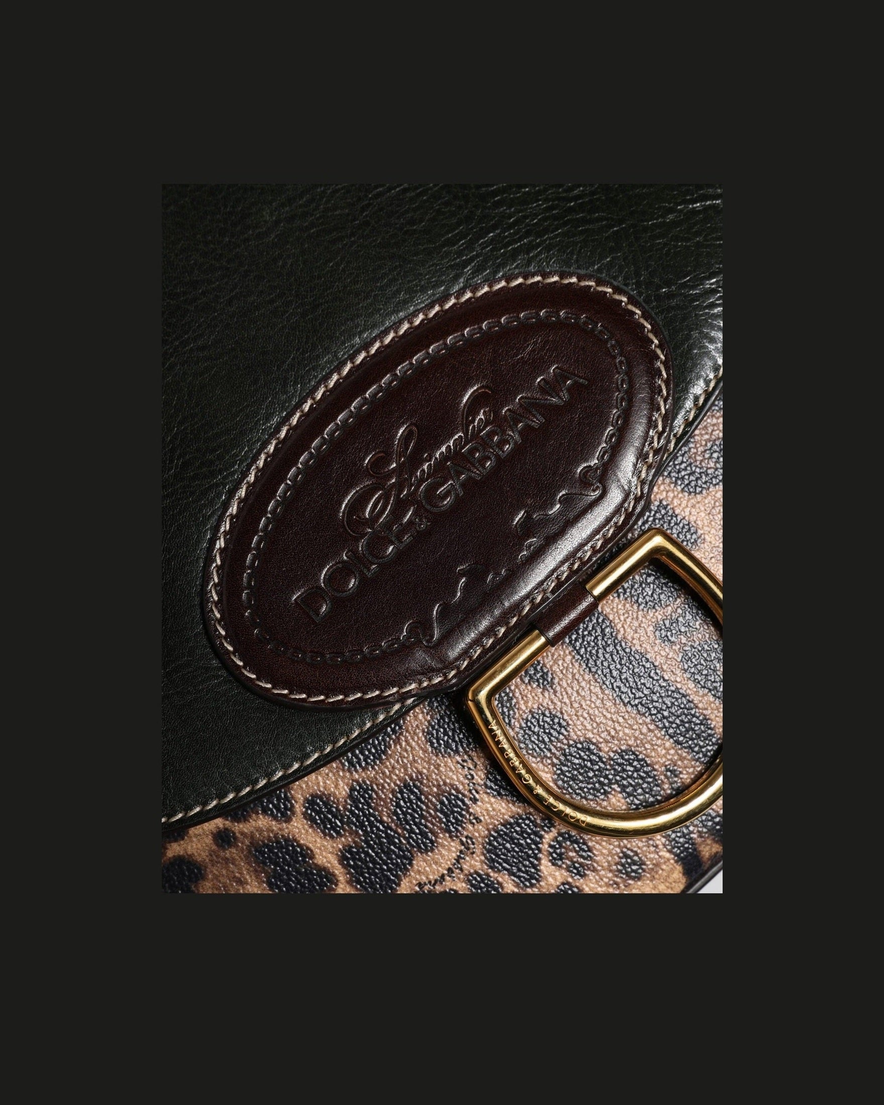 Dolce & Gabbana Black Leather Brown Leopard Shoulder Strap Bag Glam Steals