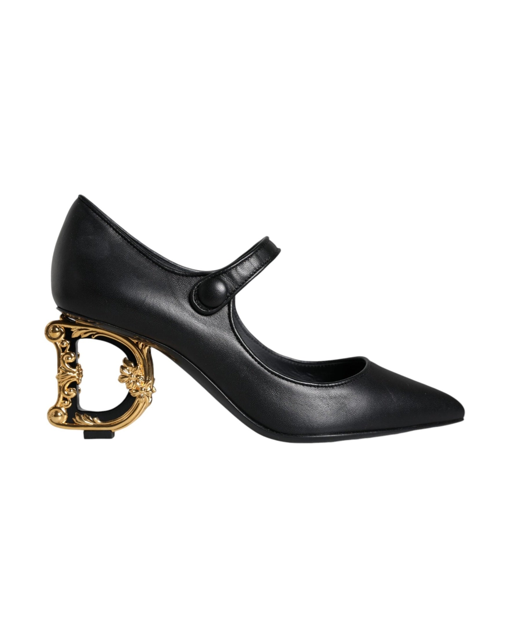Dolce & Gabbana Black Leather Logo Heels Mary Janes Pumps Shoes Glam Steals