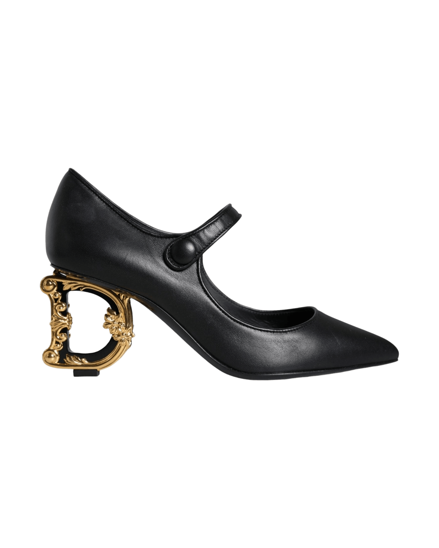 Dolce & Gabbana Black Leather Logo Heels Mary Janes Pumps Shoes Glam Steals