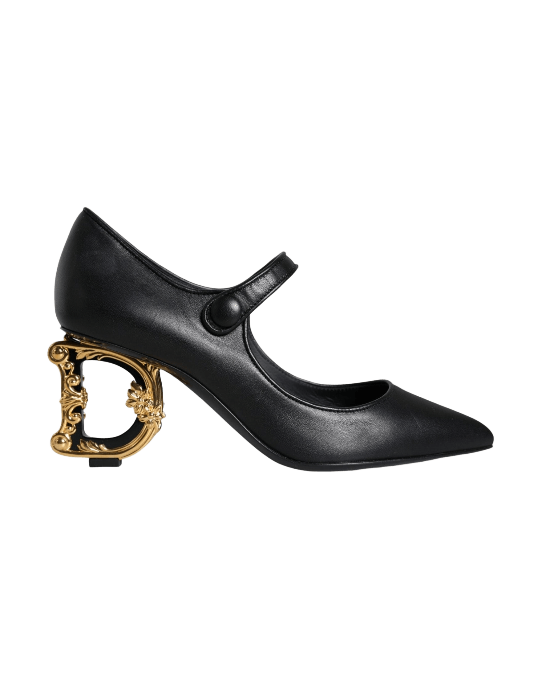 Dolce & Gabbana Black Leather Logo Heels Mary Janes Pumps Shoes Glam Steals