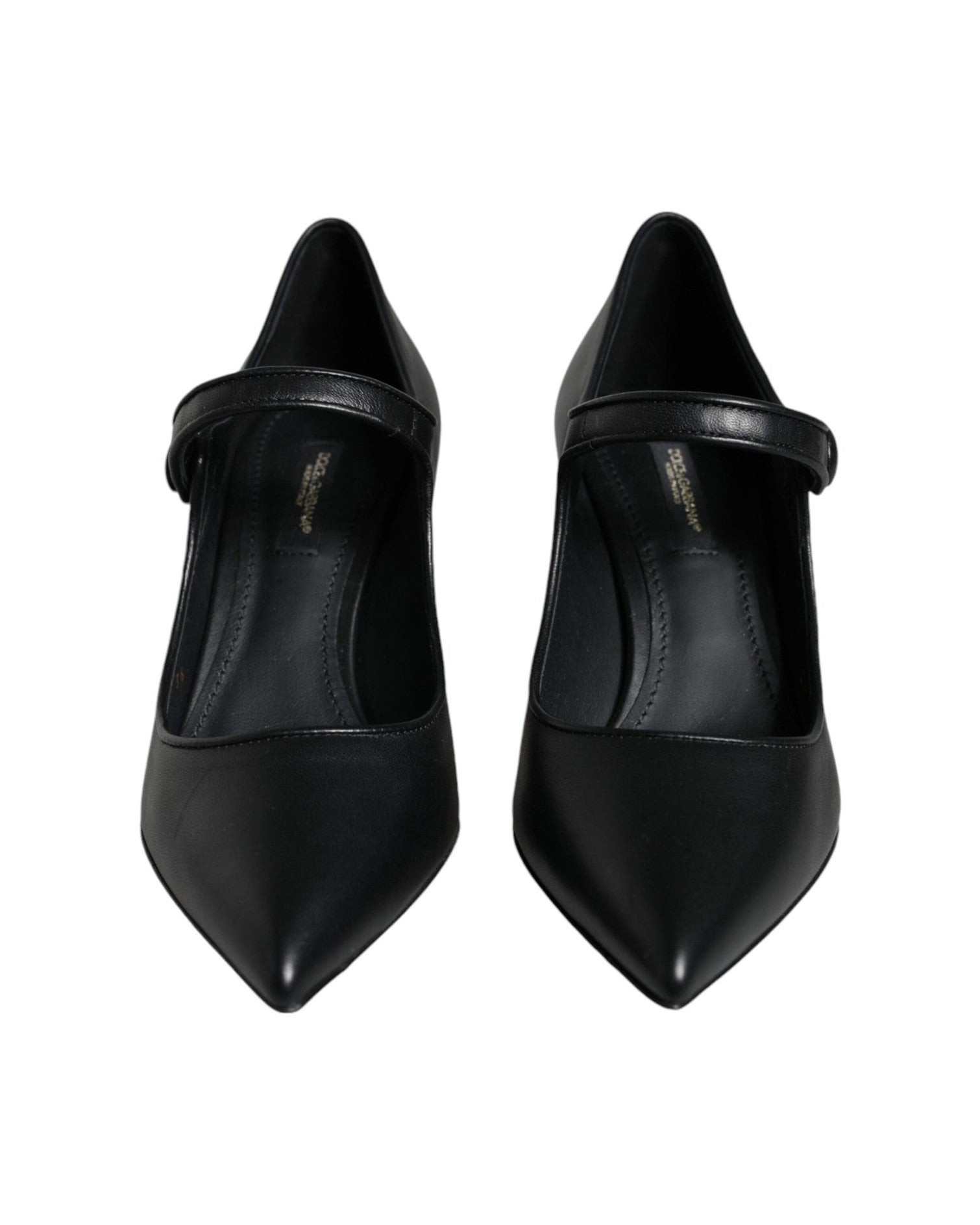 Dolce & Gabbana Black Leather Logo Heels Mary Janes Pumps Shoes Glam Steals