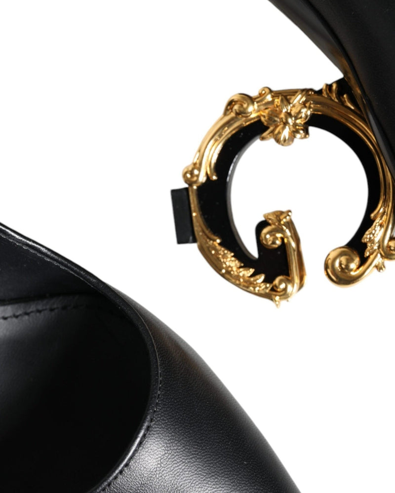 Dolce & Gabbana Black Leather Logo Heels Mary Janes Pumps Shoes Glam Steals