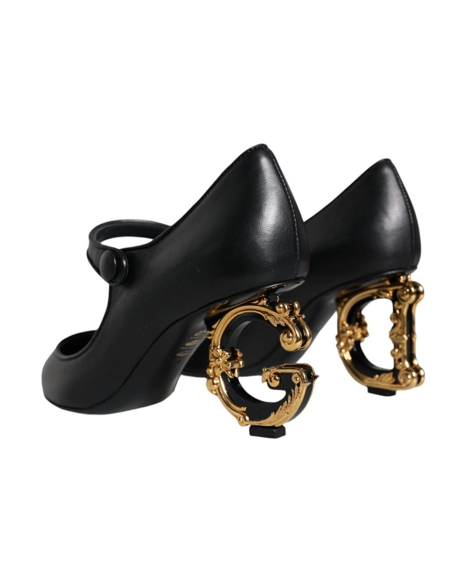 Dolce & Gabbana Black Leather Logo Heels Mary Janes Pumps Shoes Glam Steals