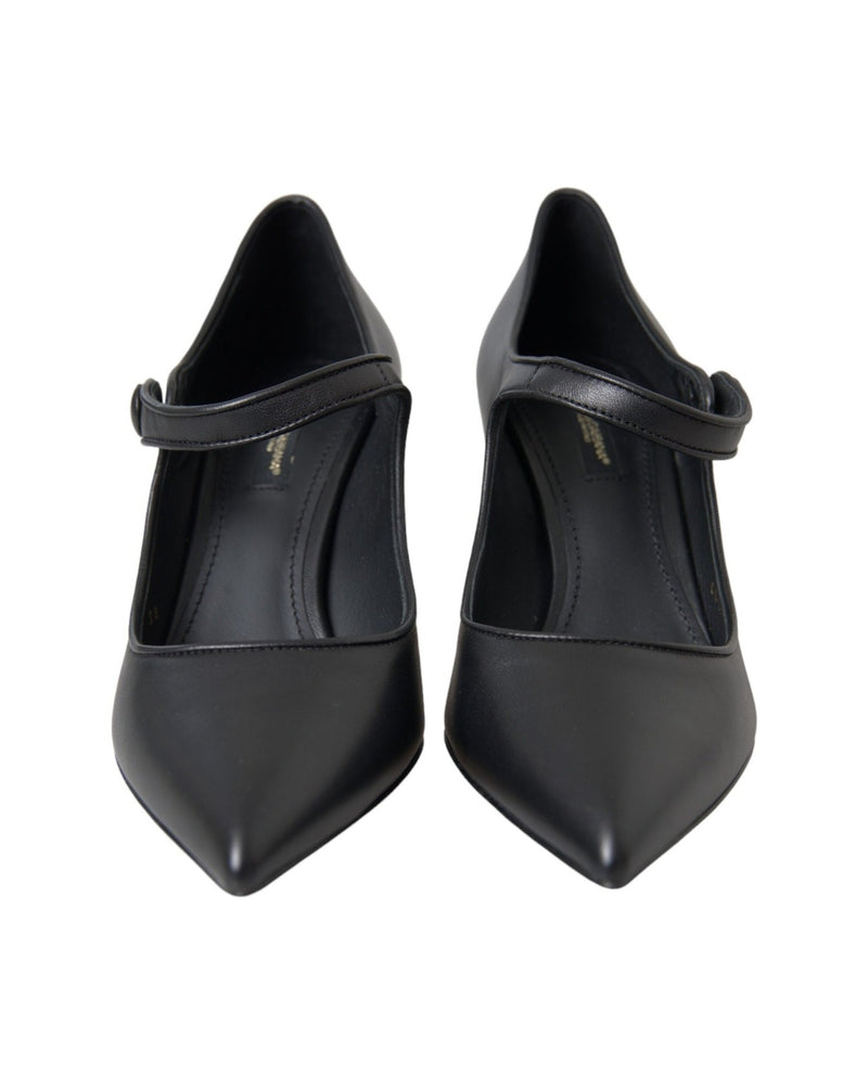 Dolce & Gabbana Black Leather Logo Heels Mary Janes Pumps Shoes Glam Steals