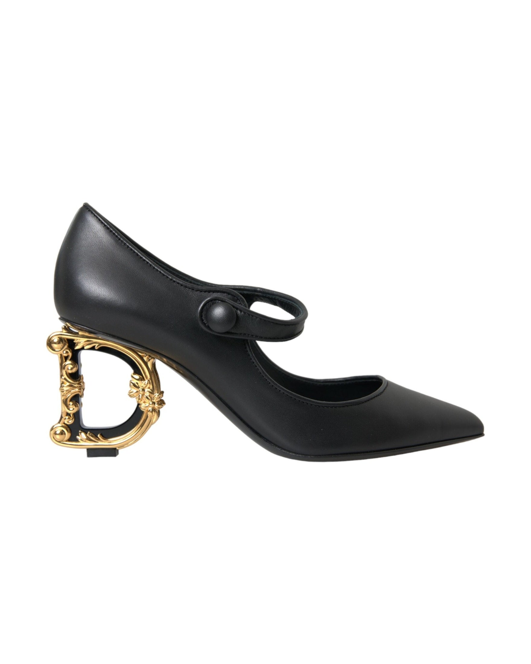 Dolce & Gabbana Black Leather Logo Heels Mary Janes Pumps Shoes Glam Steals