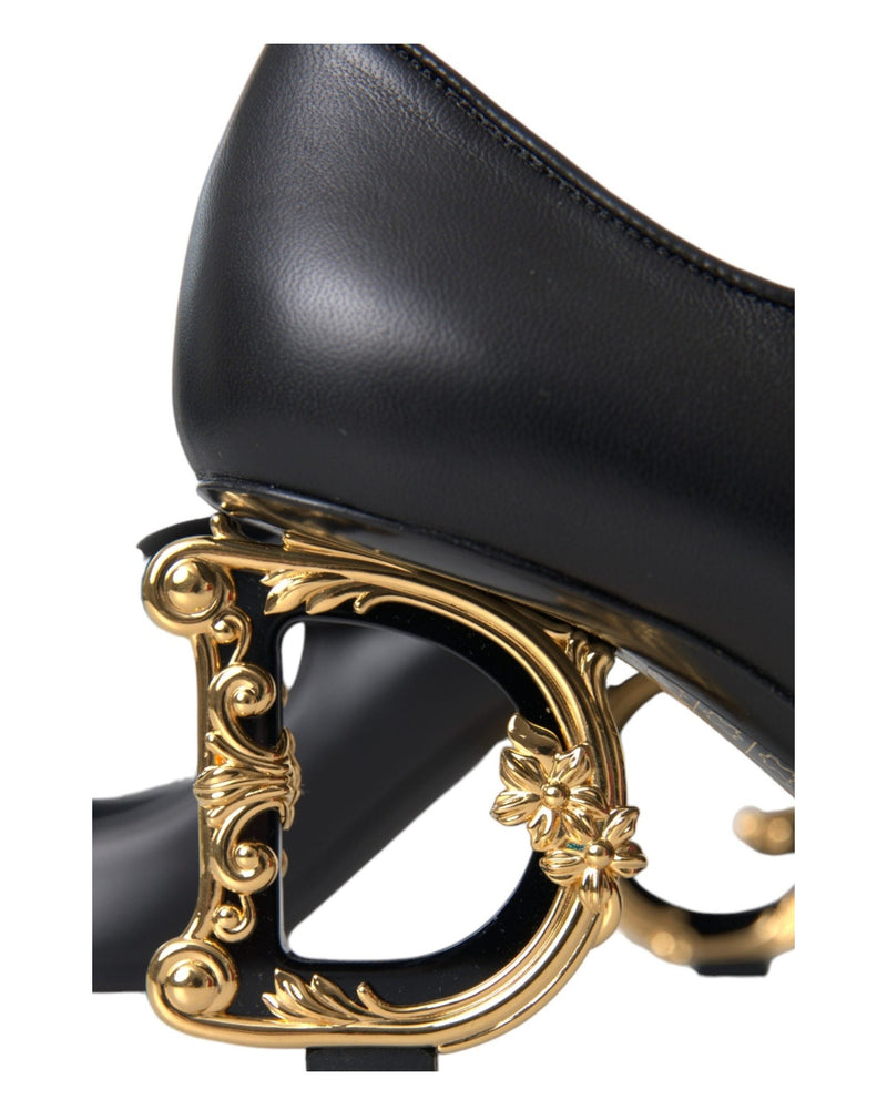 Dolce & Gabbana Black Leather Logo Heels Mary Janes Pumps Shoes Glam Steals