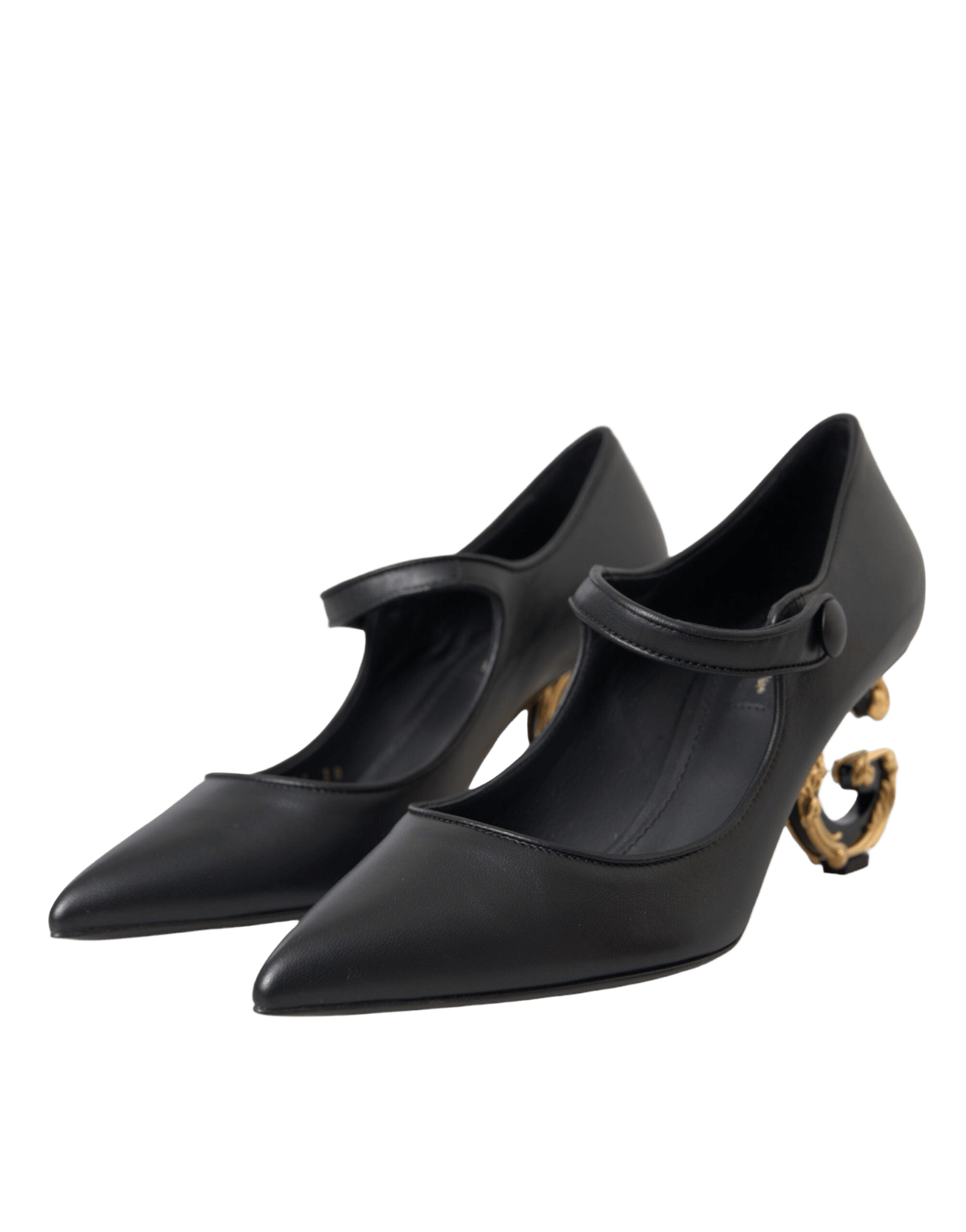 Dolce & Gabbana Black Leather Logo Heels Mary Janes Pumps Shoes Glam Steals