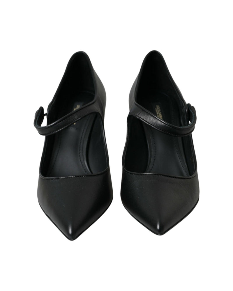 Dolce & Gabbana Black Leather Logo Heels Mary Janes Pumps Shoes Glam Steals