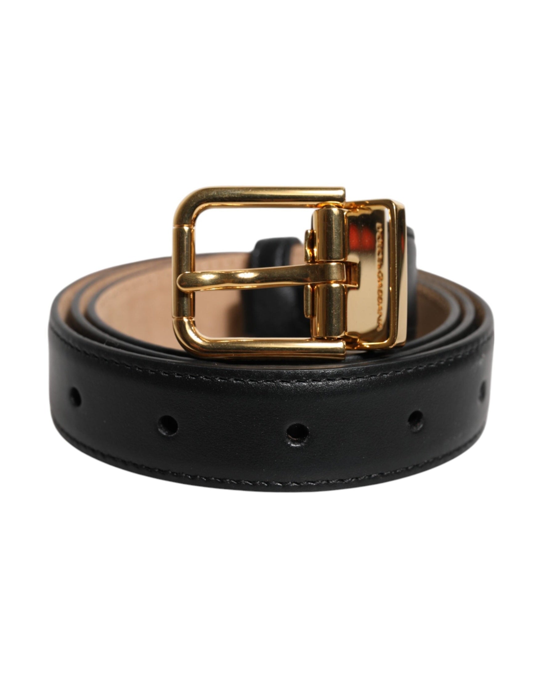 Dolce & Gabbana Black Leather Logo Metal Waist Buckle Belt Glam Steals
