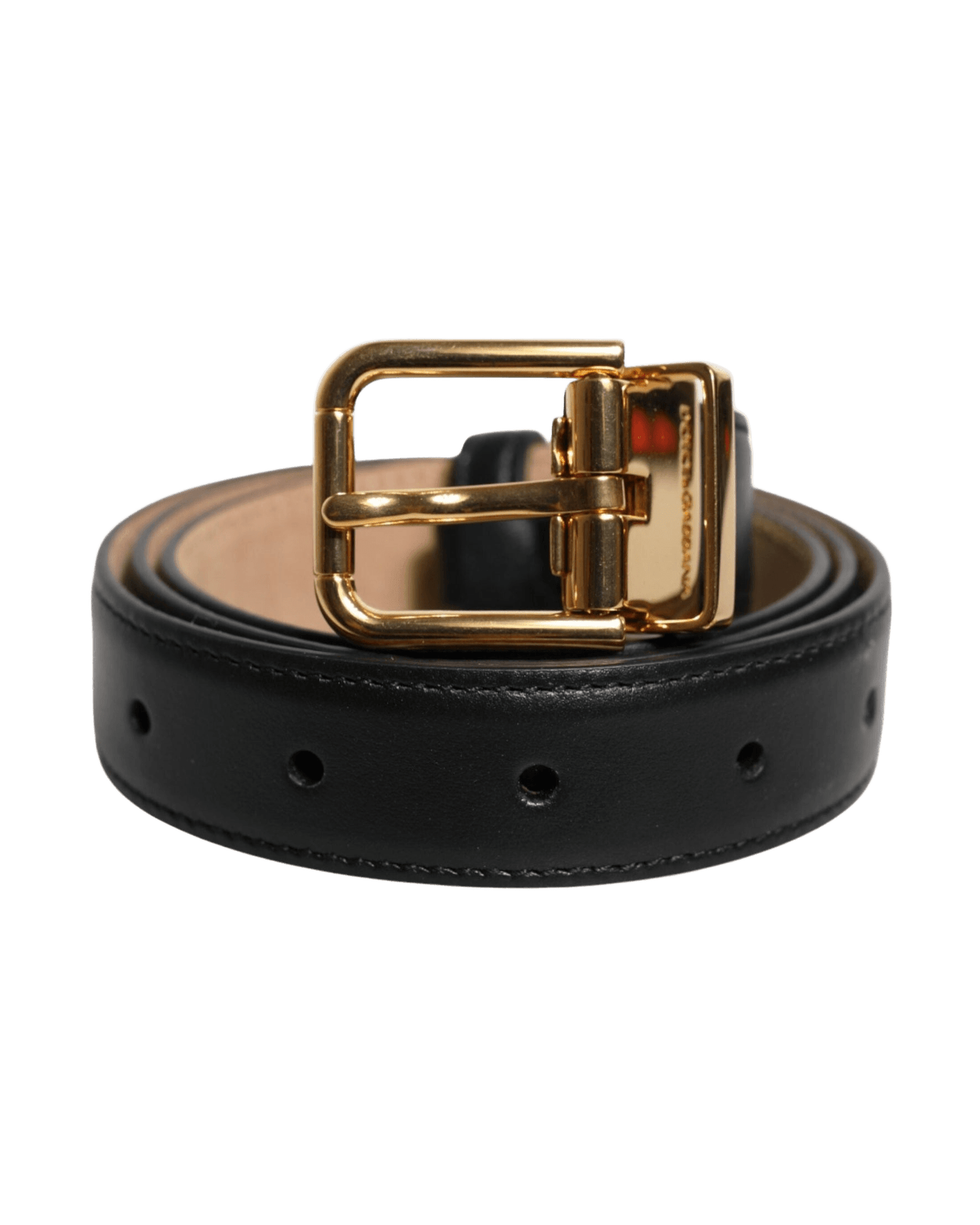 Dolce & Gabbana Black Leather Logo Metal Waist Buckle Belt Glam Steals