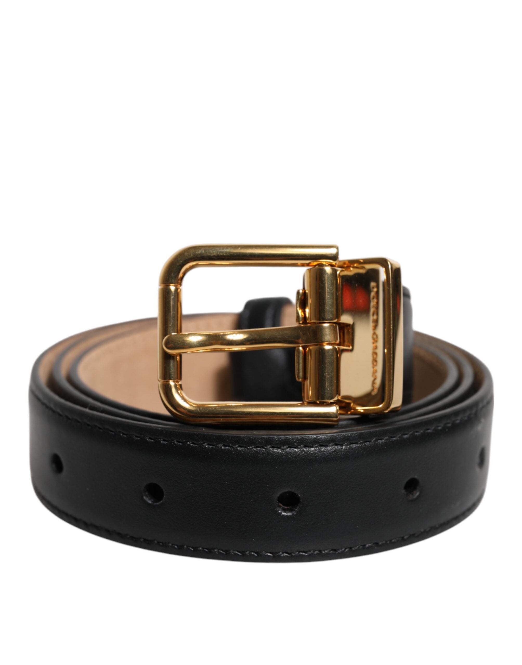 Dolce & Gabbana Black Leather Logo Metal Waist Buckle Belt Glam Steals