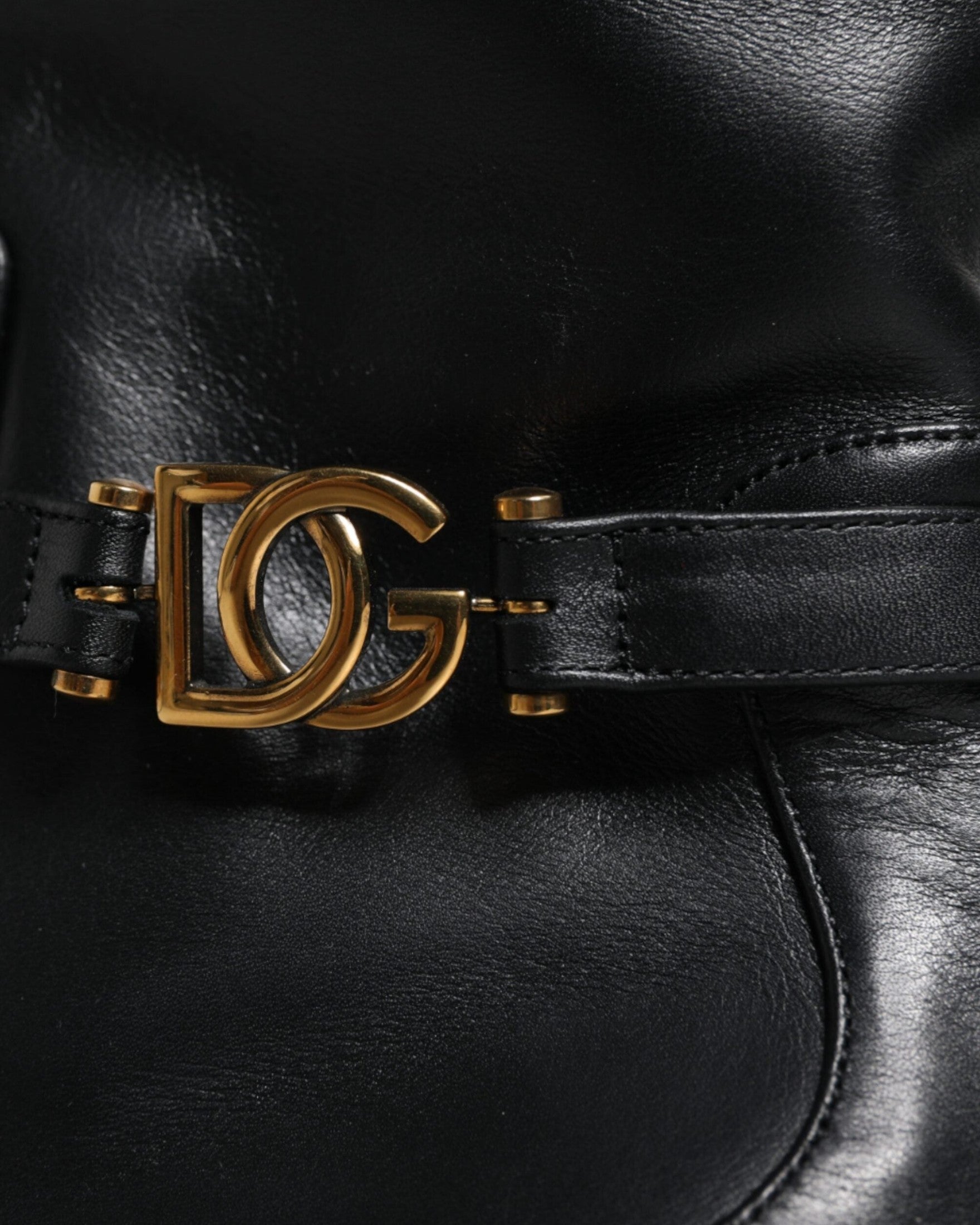 Dolce & Gabbana Black Leather Logo Mid Calf Boots Shoes Glam Steals