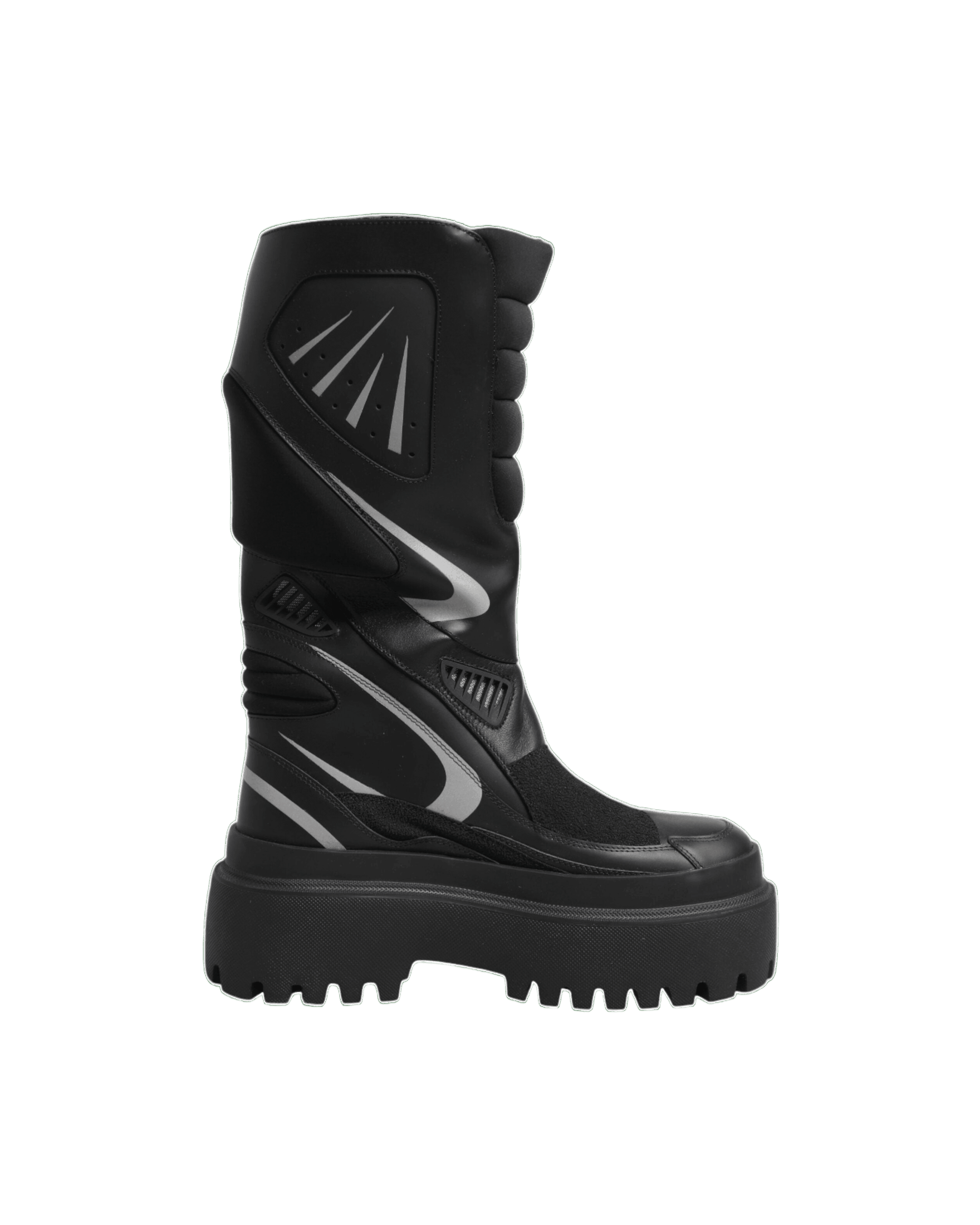 Dolce & Gabbana Black Leather Mid Calf Biker Boots Shoes Glam Steals