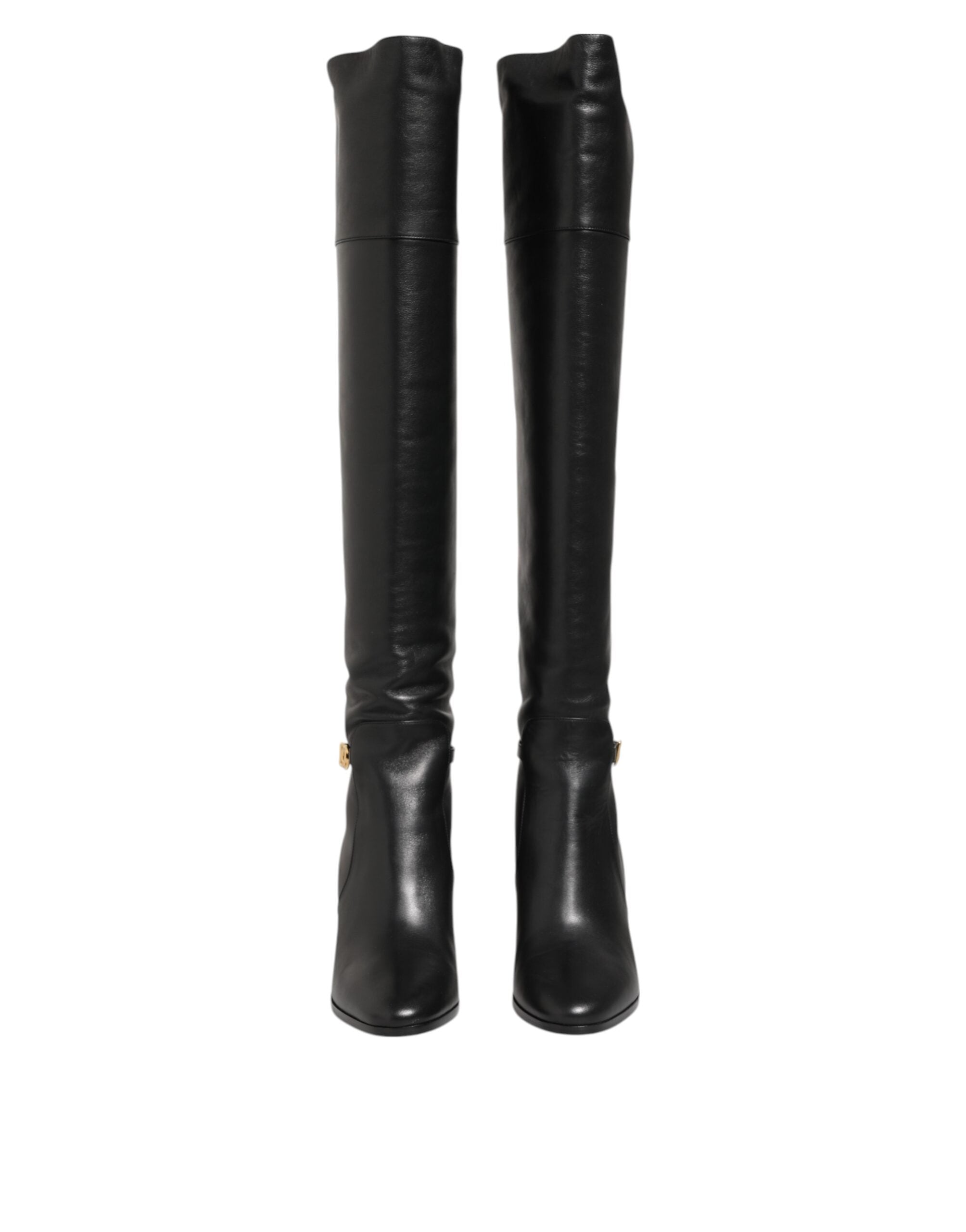 Dolce & Gabbana Black Leather Over The Knee Dg Boots Shoes Glam Steals