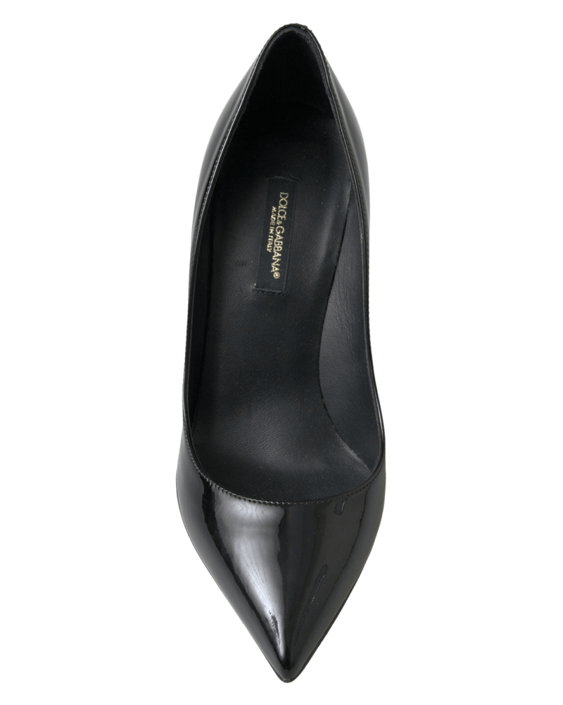 Dolce & Gabbana Black Leather Patent High Heels Pumps Shoes Glam Steals