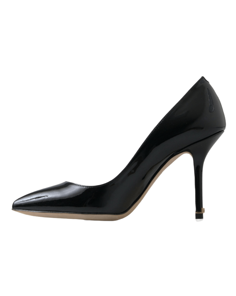 Dolce & Gabbana Black Leather Patent High Heels Pumps Shoes Glam Steals