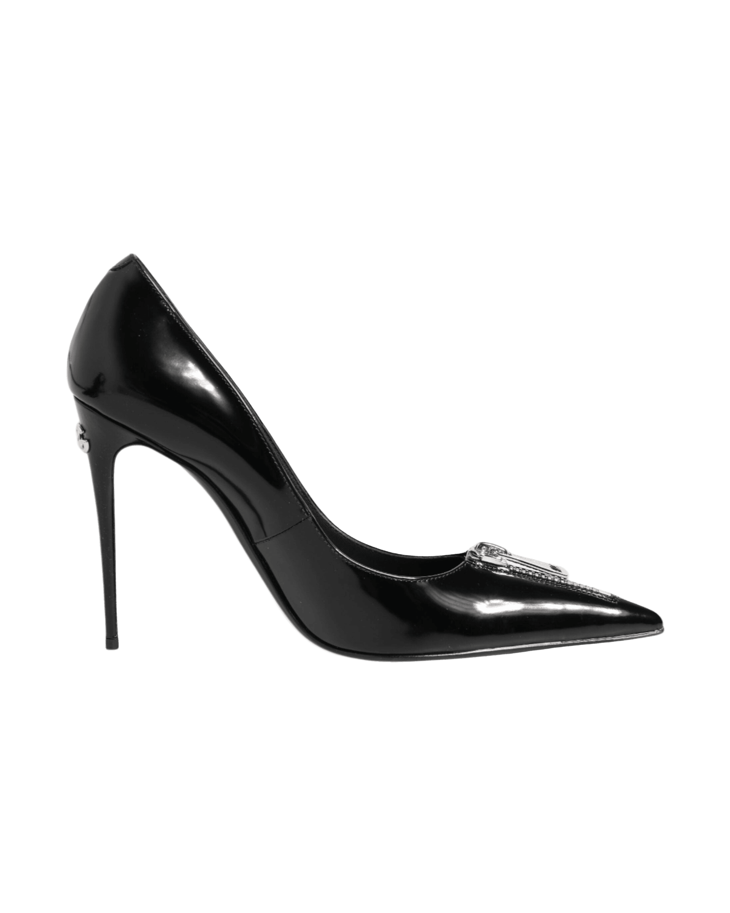 Dolce & Gabbana Black Leather Patent Zipper Heels Pumps Shoes Glam Steals
