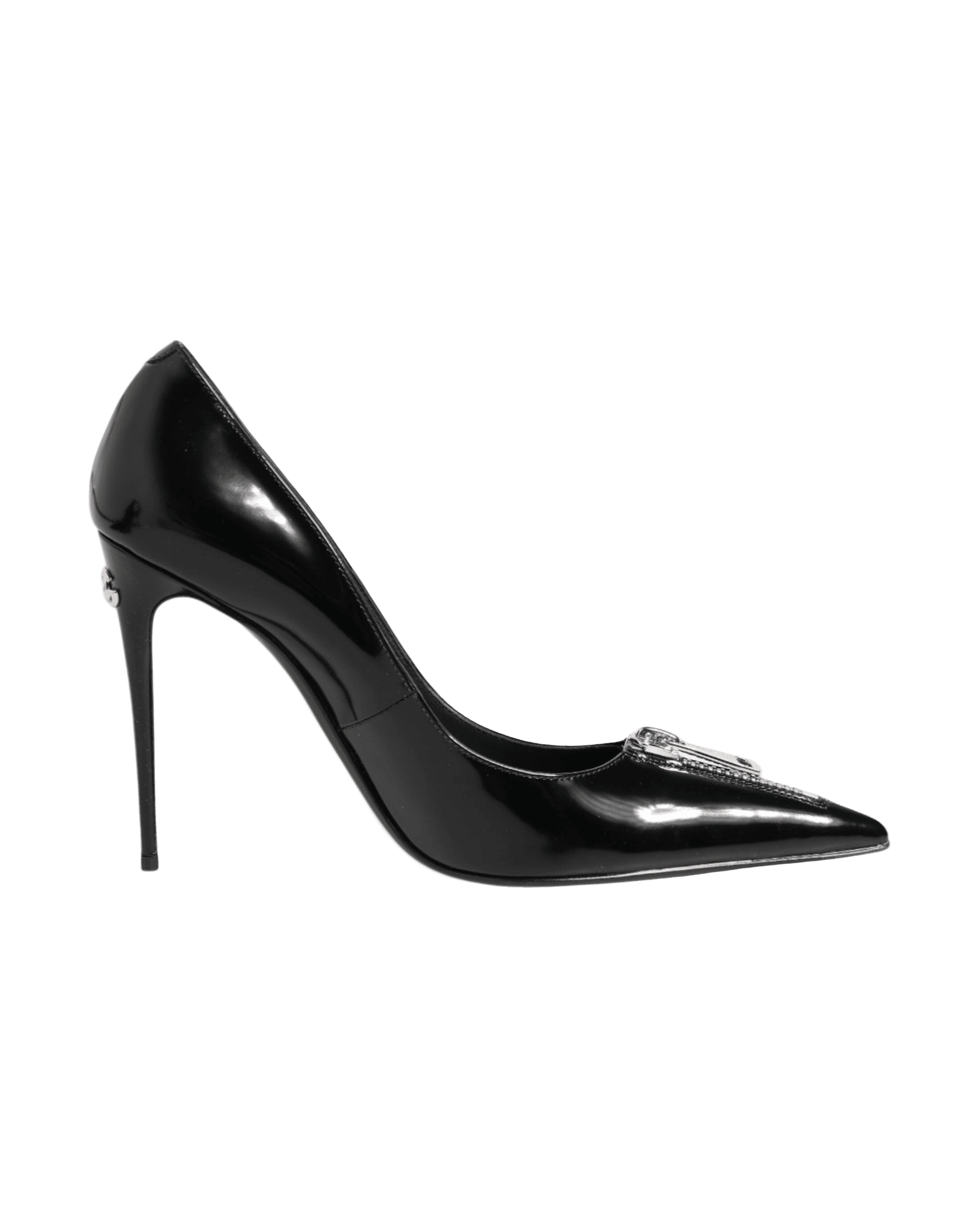 Dolce & Gabbana Black Leather Patent Zipper Heels Pumps Shoes Glam Steals