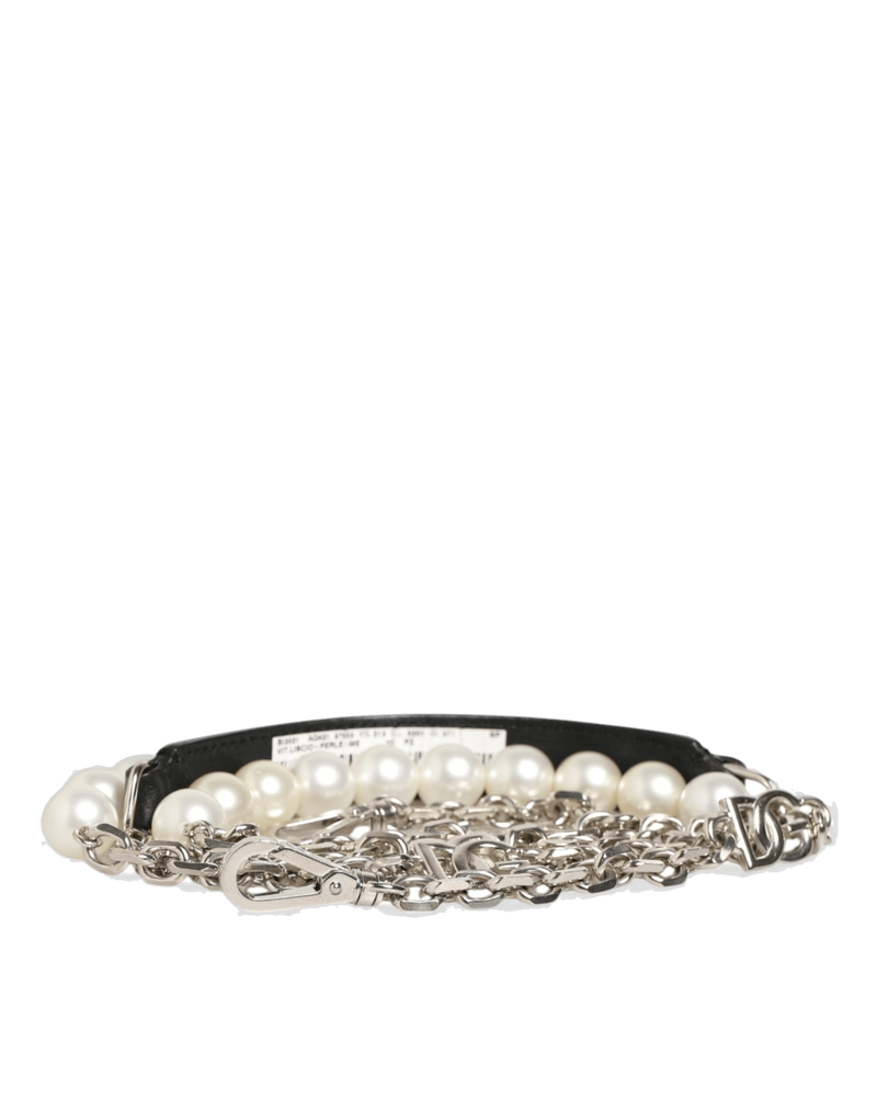 Dolce & Black Gabbana Leather Pearl Chain Bag Accessory Shoulder Strap Glam Steals