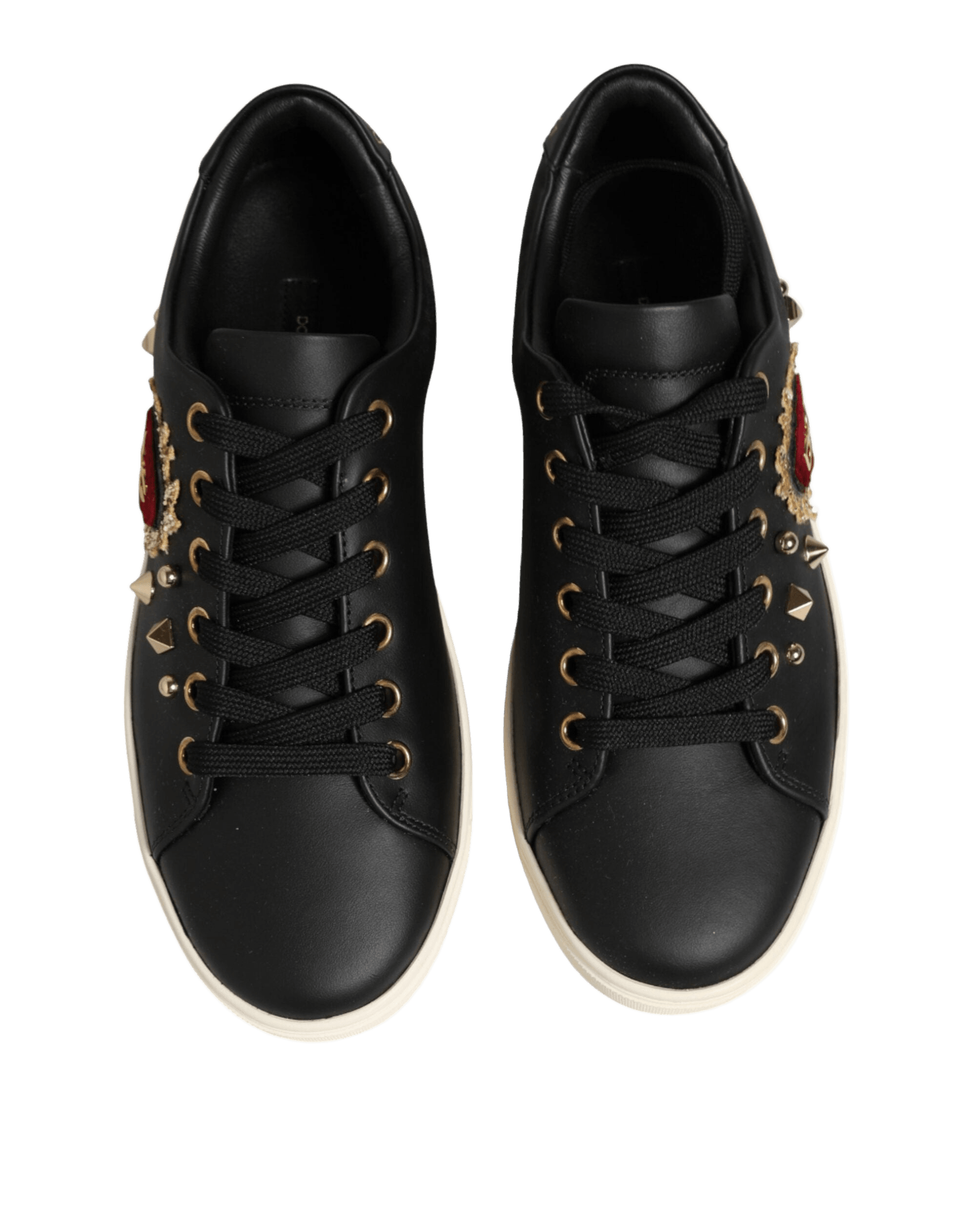 Dolce & Gabbana Black Leather Sacred Heart Sneakers Shoes Glam Steals