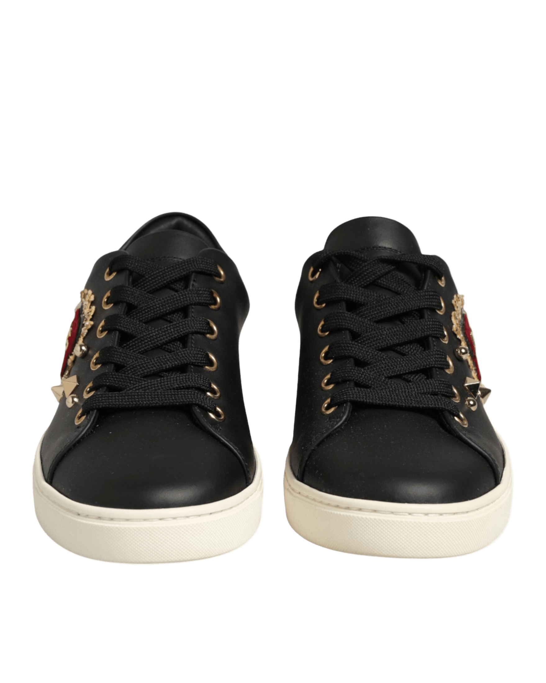 Dolce & Gabbana Black Leather Sacred Heart Sneakers Shoes Glam Steals