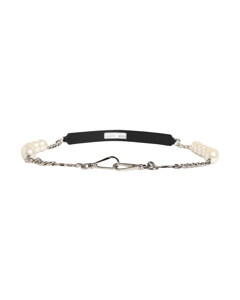 Dolce & Gabbana Black Leather Silver Chain Bag Accessory Shoulder Strap 